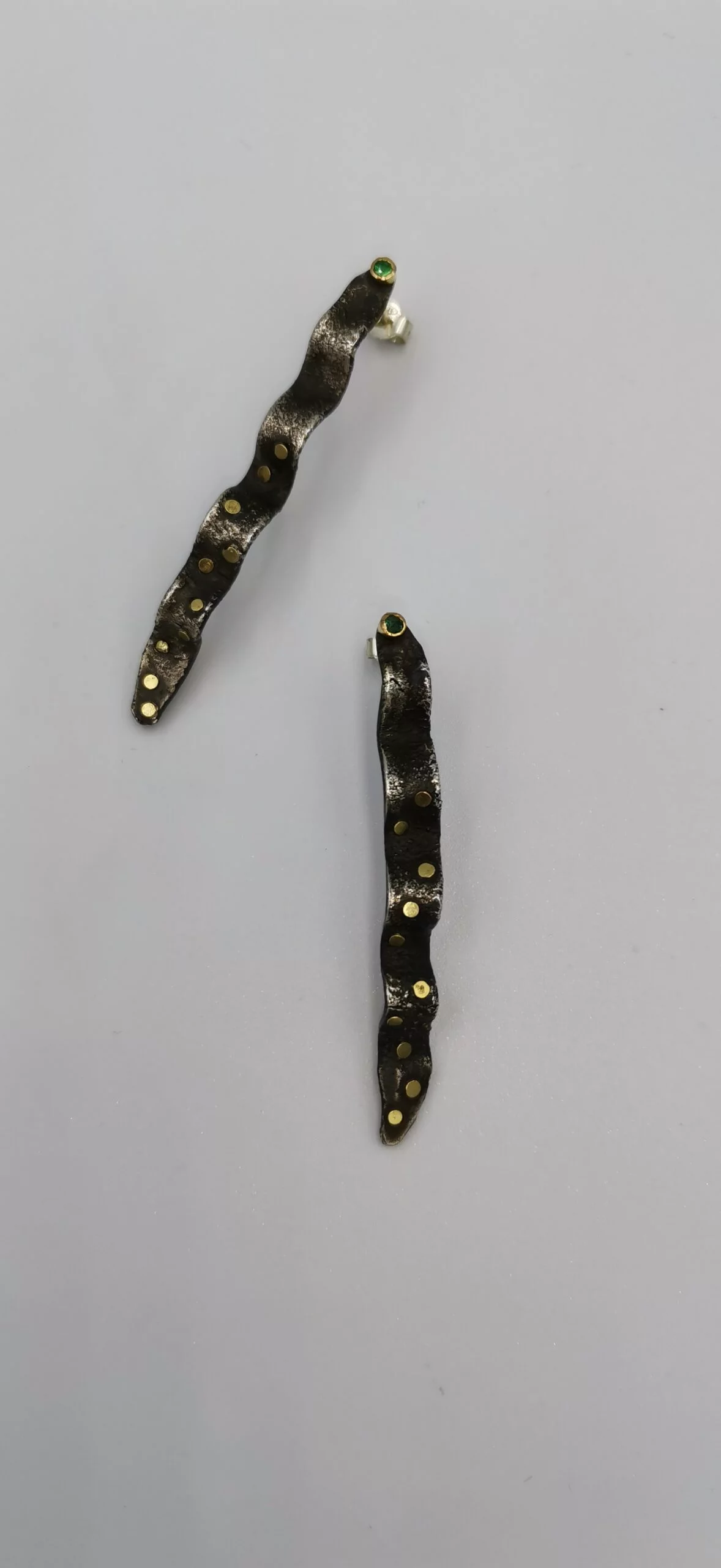 SG249 / Gold K18 and silver emerald earrings - Image 1