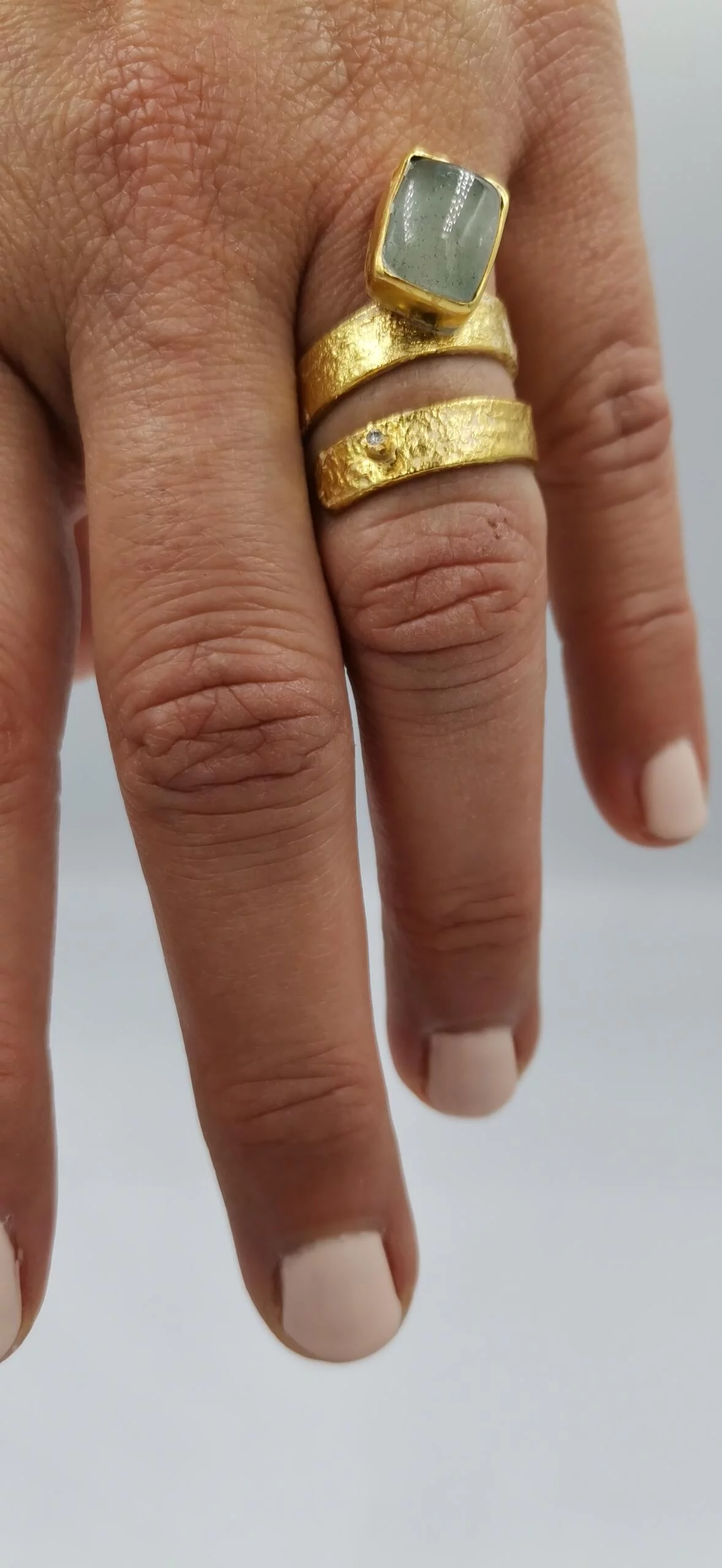 S321 / Silver aqua marine and brilliant ring - Image 4