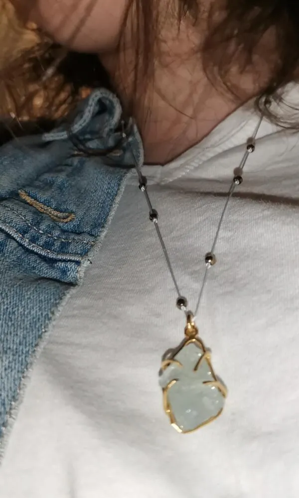 S443 / Silver aqua marine  pendant