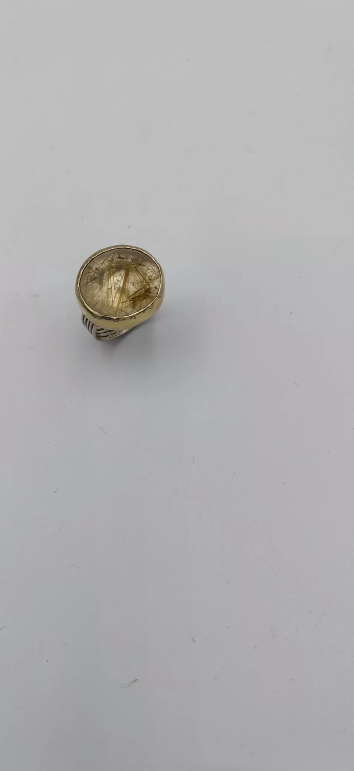 SG009 / Gold K18 and silver rutilated quarz ring - Image 2