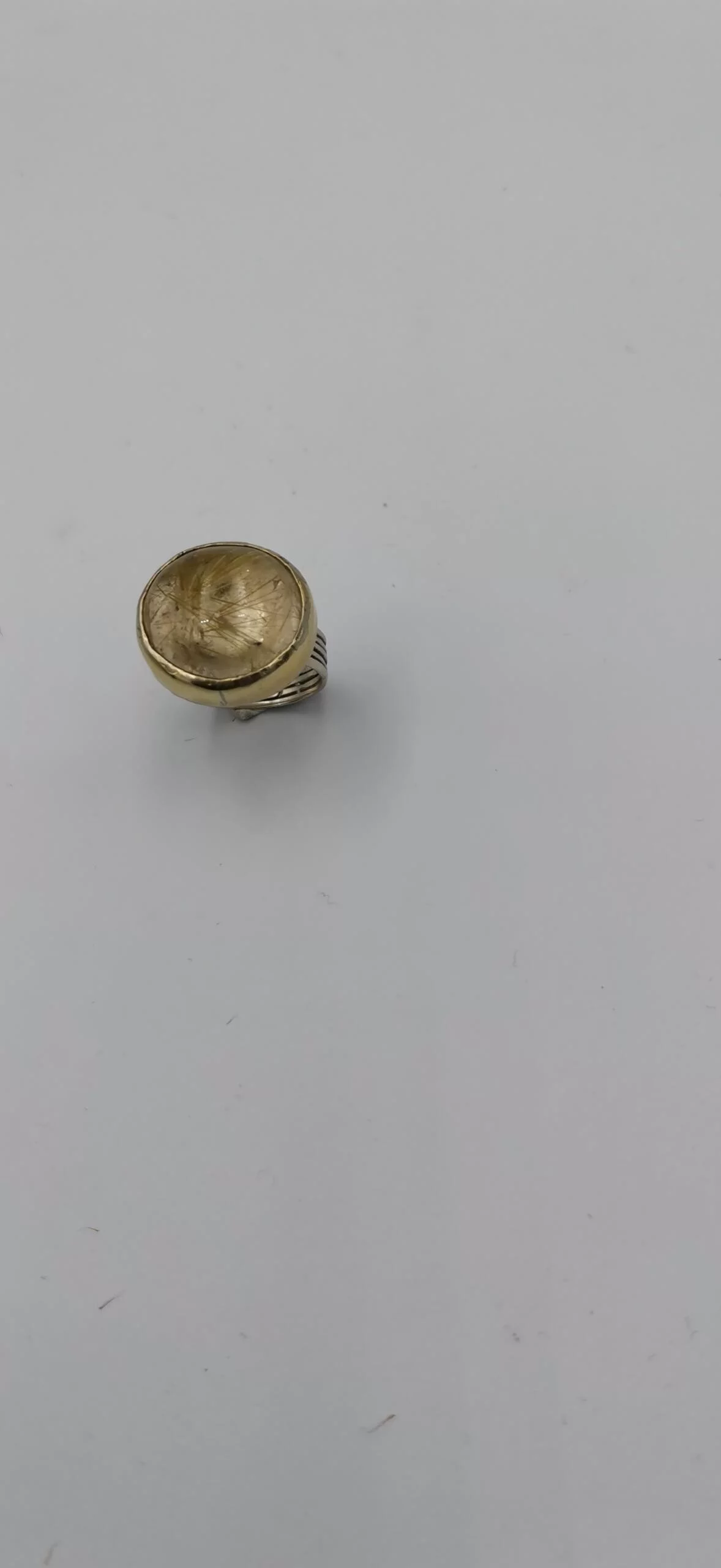 SG009 / Gold K18 and silver rutilated quarz ring - Image 3