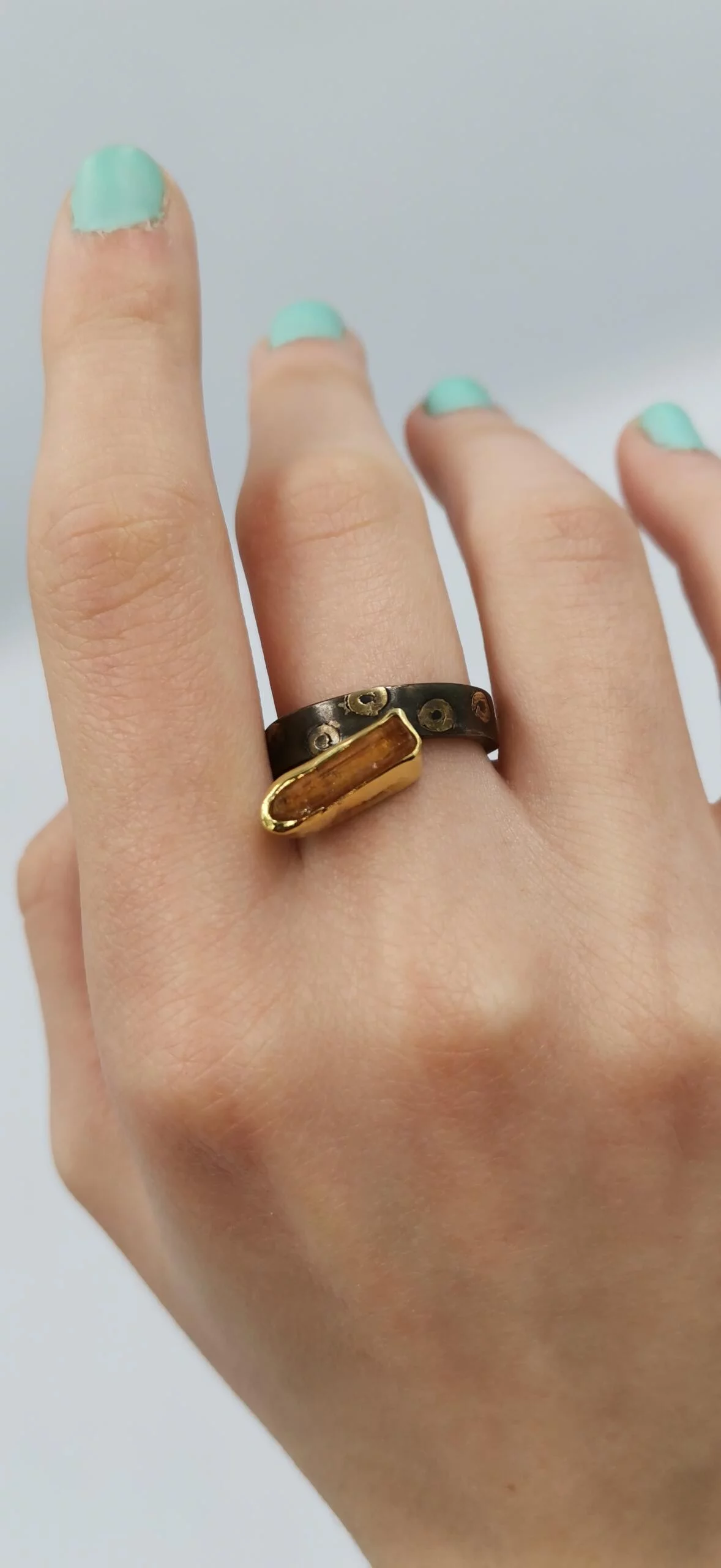 SG037 / Gold K18 and silver imperial topaz ring - Image 1