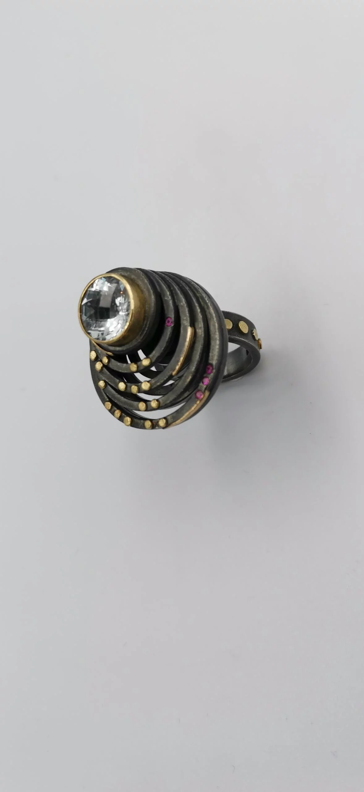 SG061 / Gold K18 and silver aqua marine ring - Image 3
