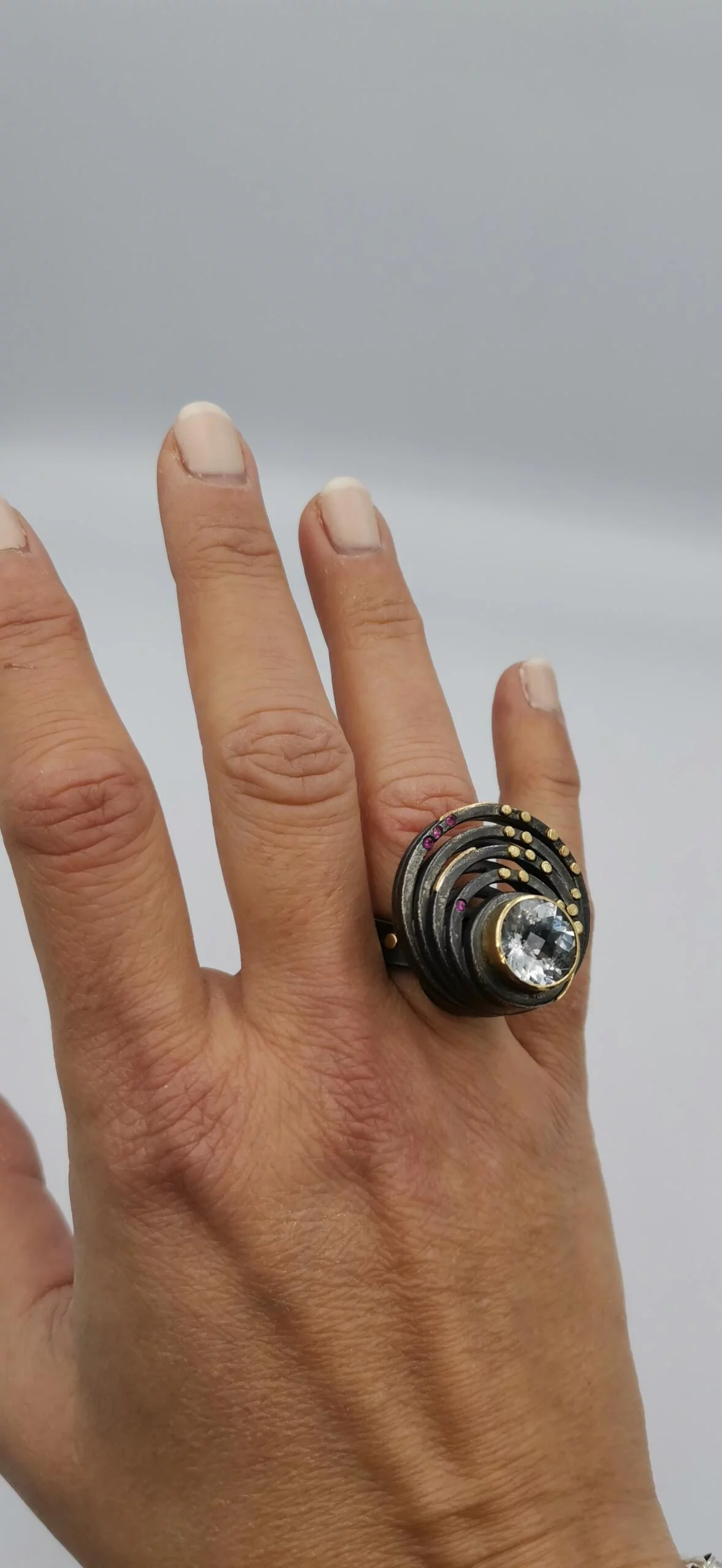 SG061 / Gold K18 and silver aqua marine ring - Image 4