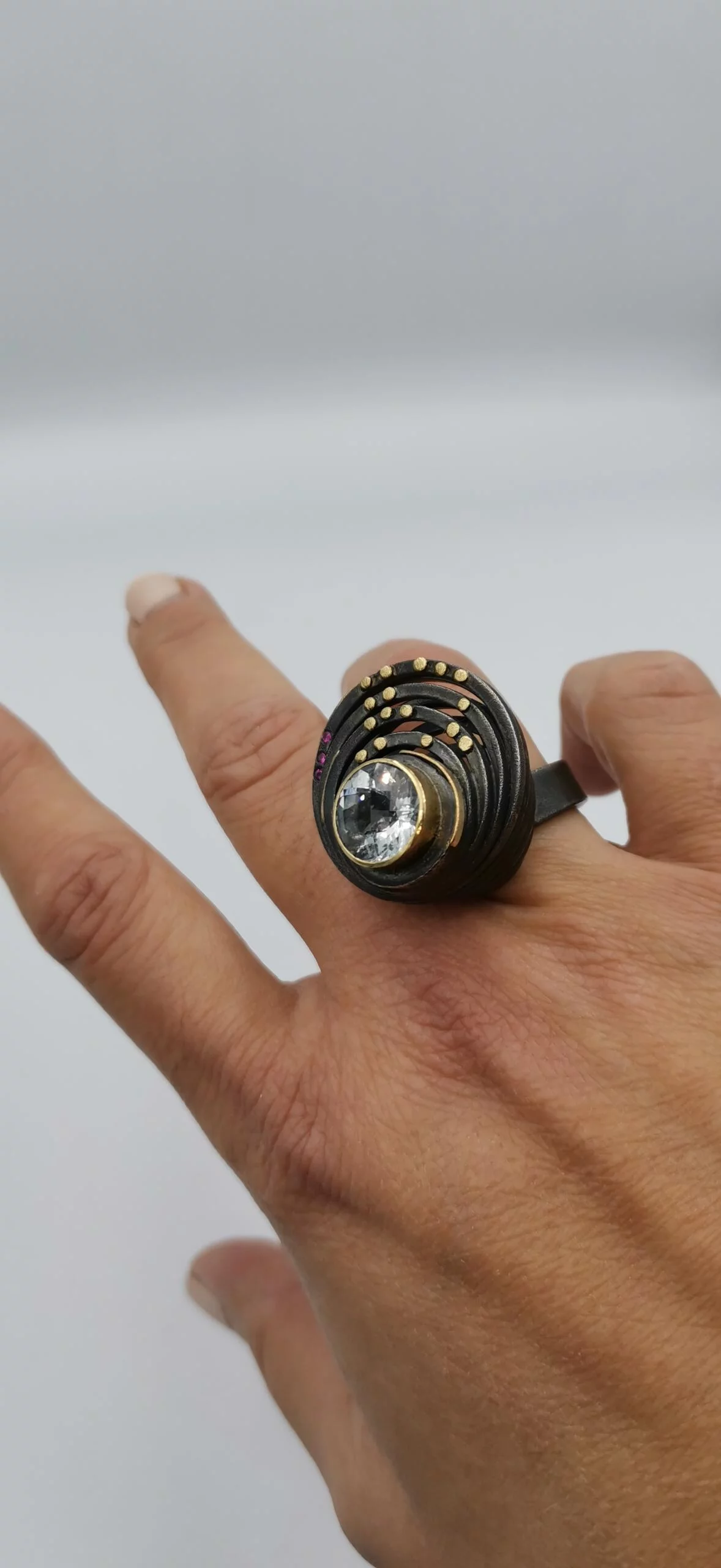 SG061 / Gold K18 and silver aqua marine ring - Image 5