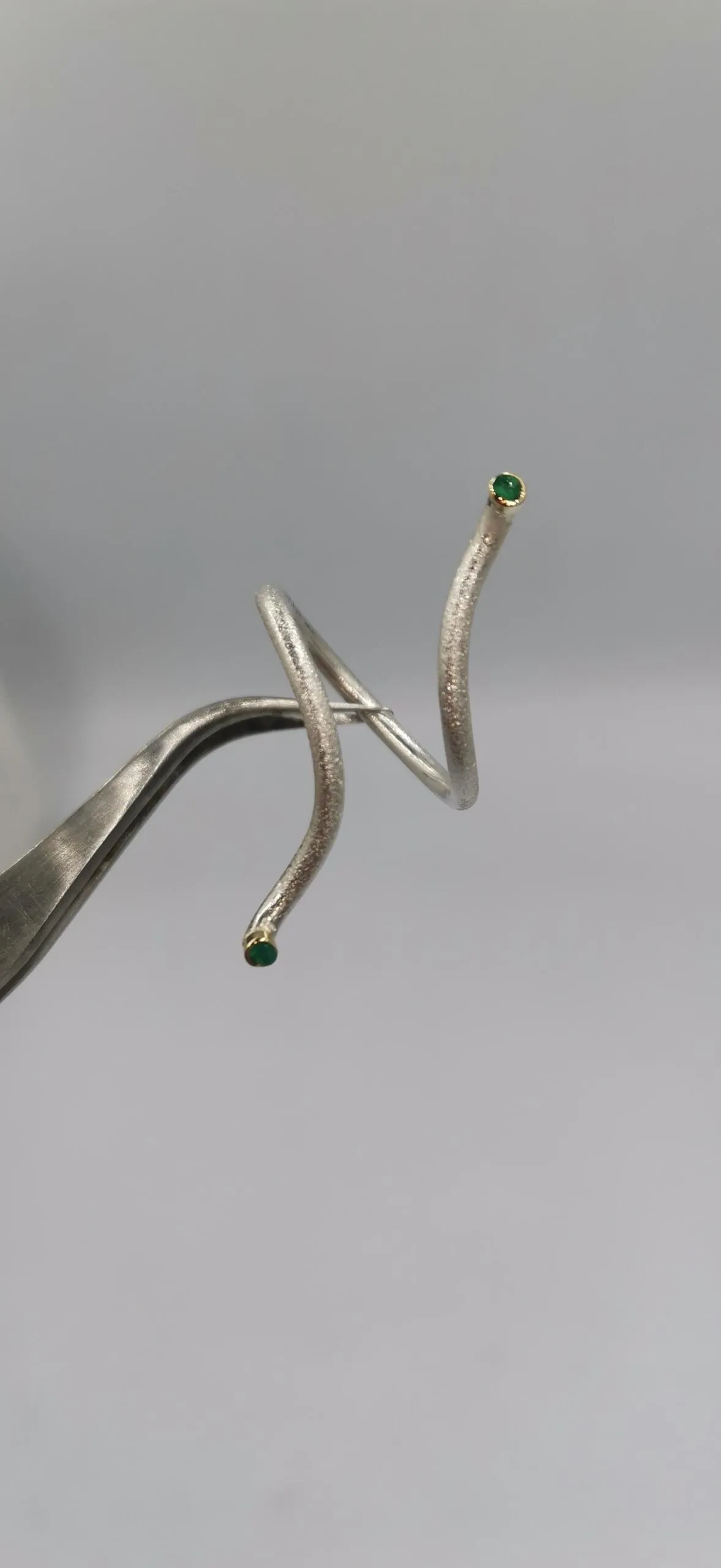 SG075 / Gold 18K and silver green onyx ring - Image 2