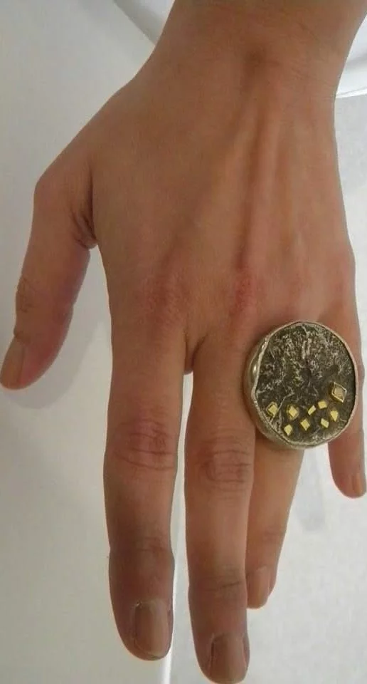 SG081 / Gold K18 and silver rose cut diamond ring - Image 1