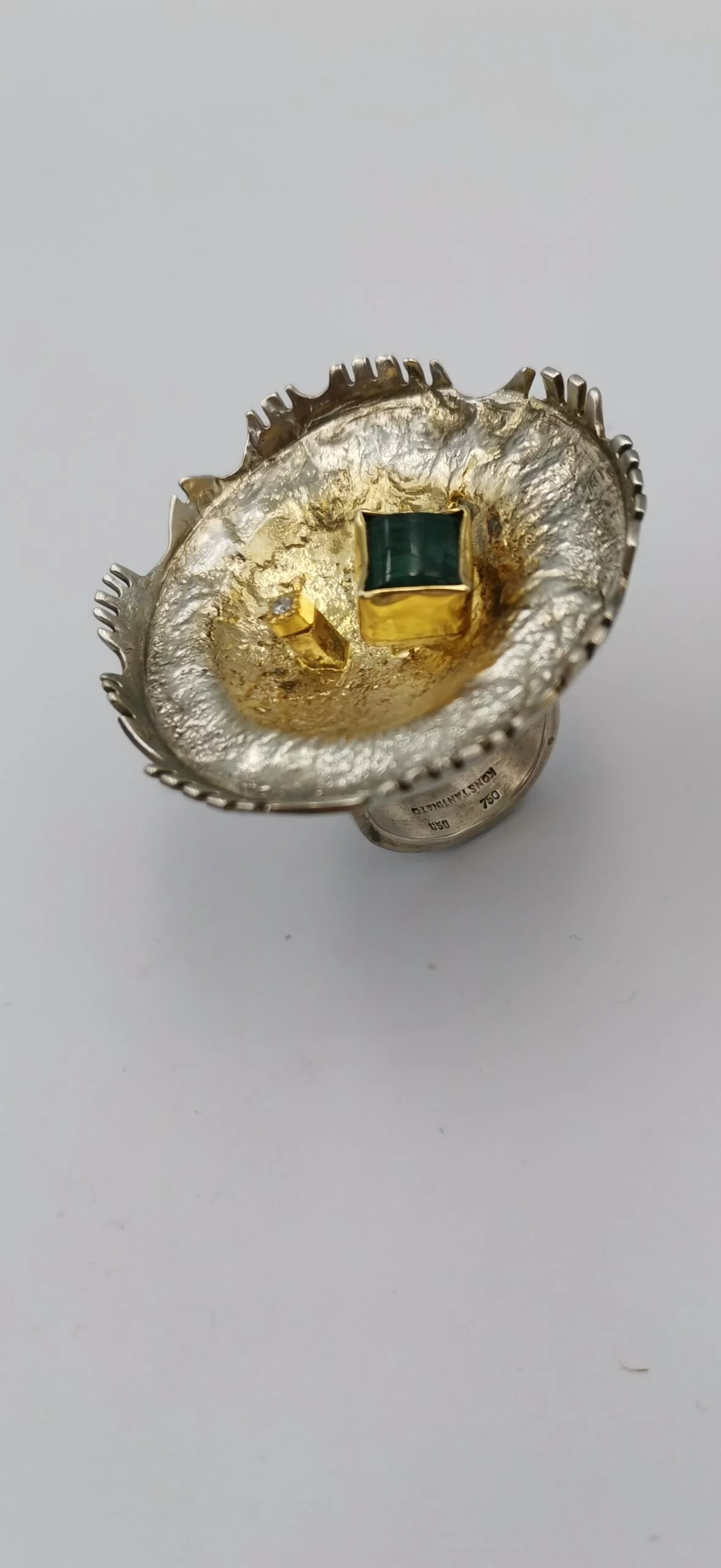 SG086 / Gold K18 and silver tourmaline,brilliant ring - Image 2