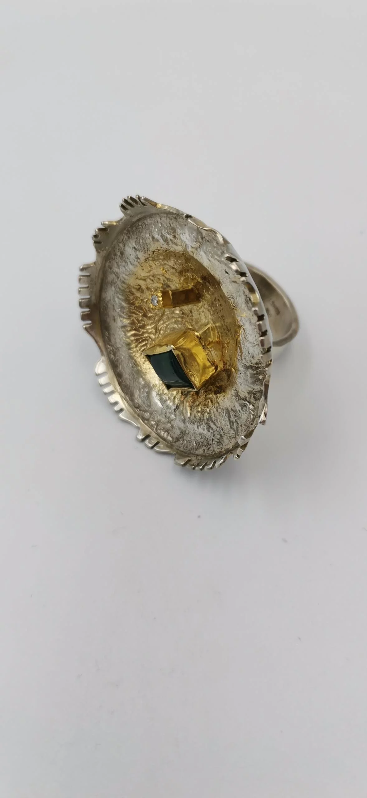 SG086 / Gold K18 and silver tourmaline,brilliant ring - Image 3