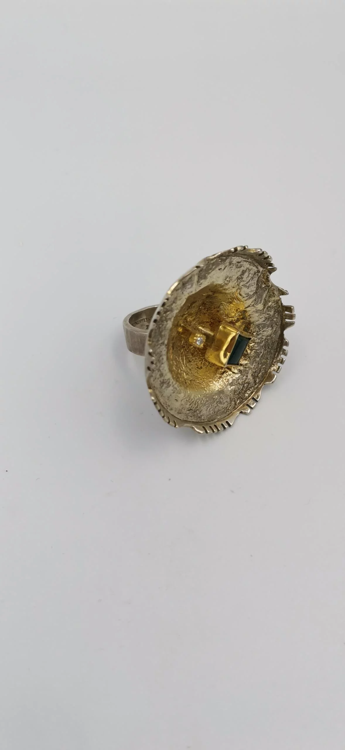 SG086 / Gold K18 and silver tourmaline,brilliant ring - Image 5