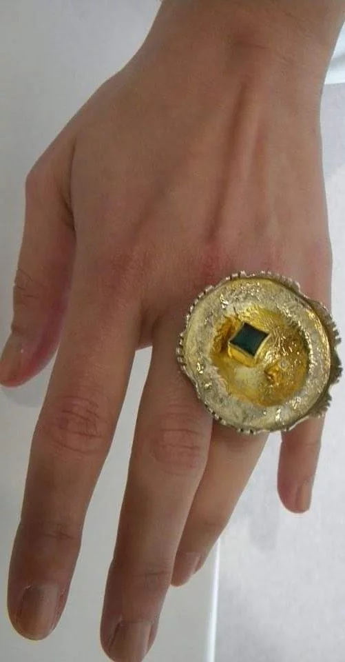 SG086 / Gold K18 and silver tourmaline,brilliant ring