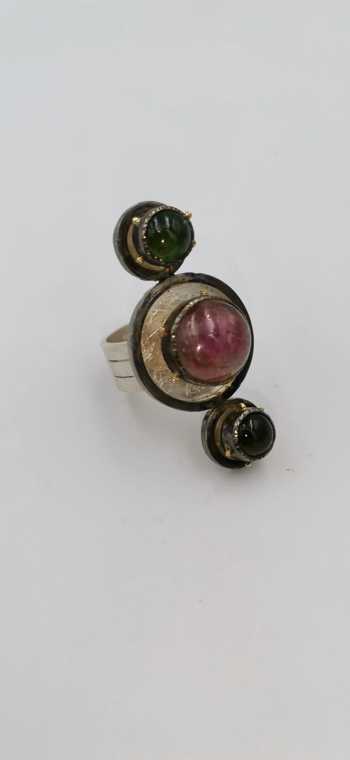 SG129 / Gold K18 and silver tourmaline ring - Image 4