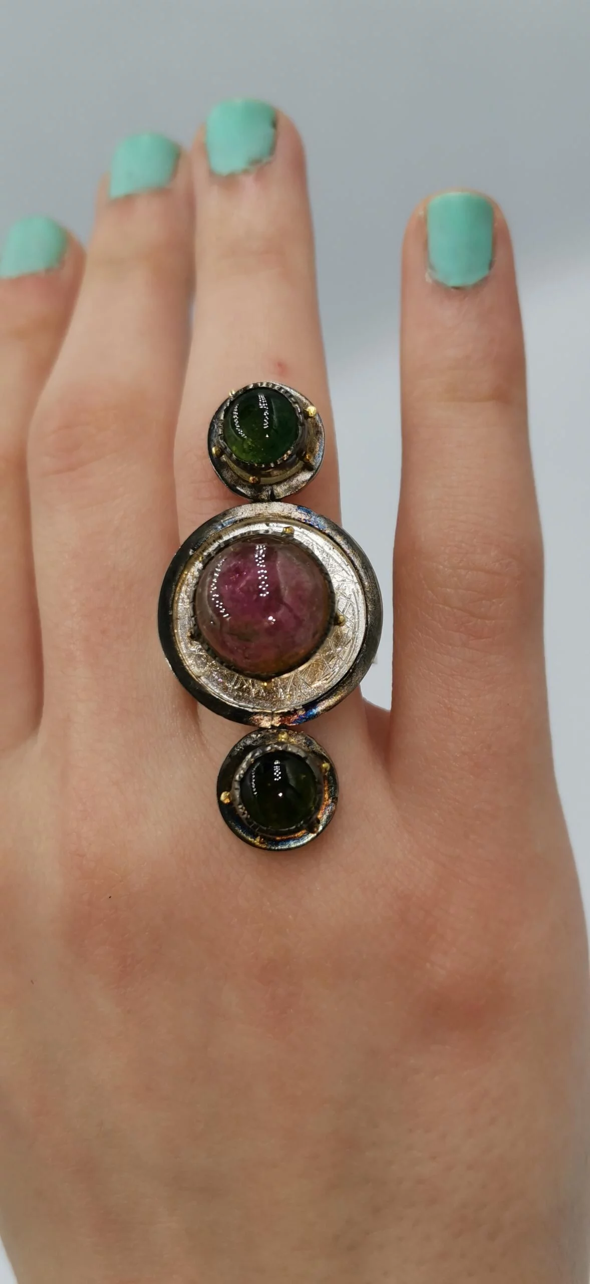 SG129 / Gold K18 and silver tourmaline ring - Image 3