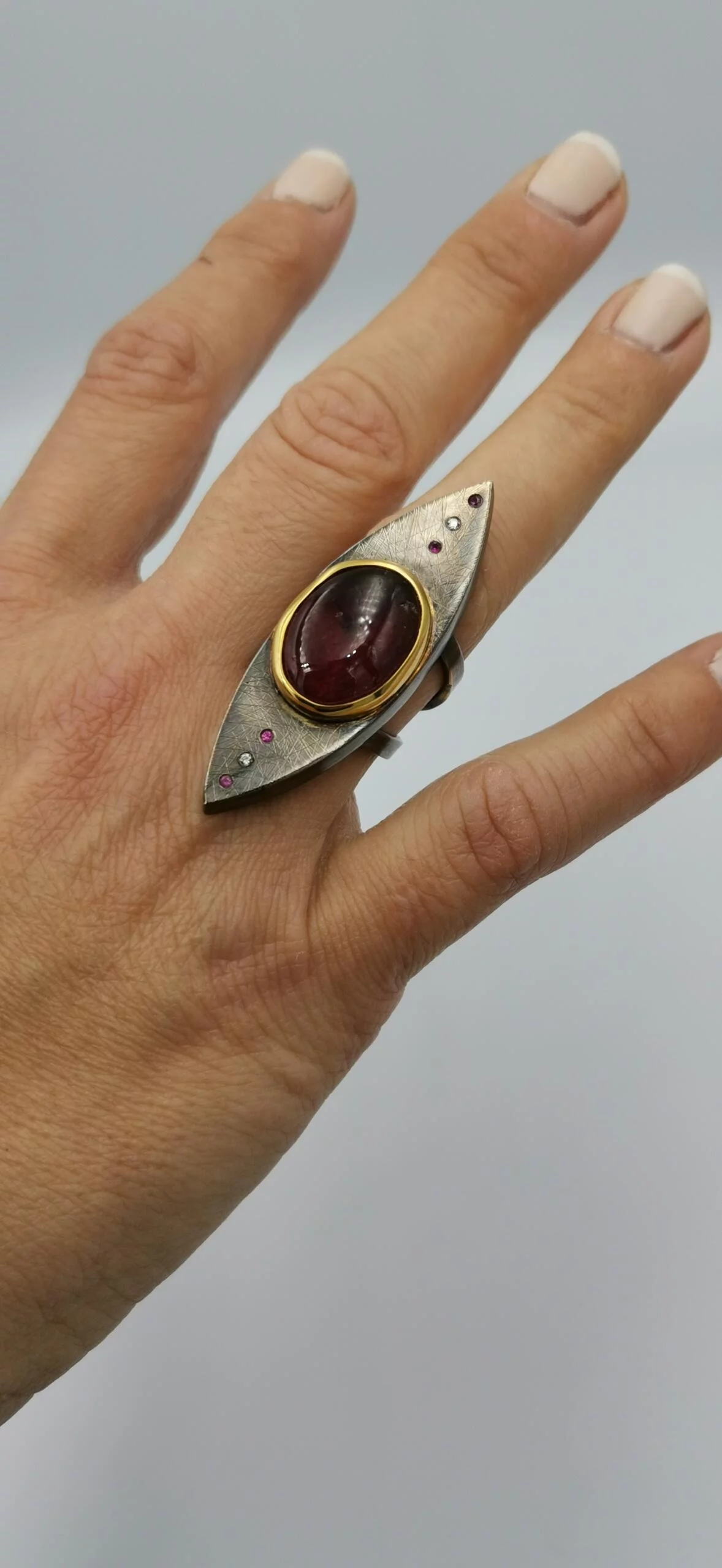 SG142 / Gold K18 and silver tourmaline ring - Image 1