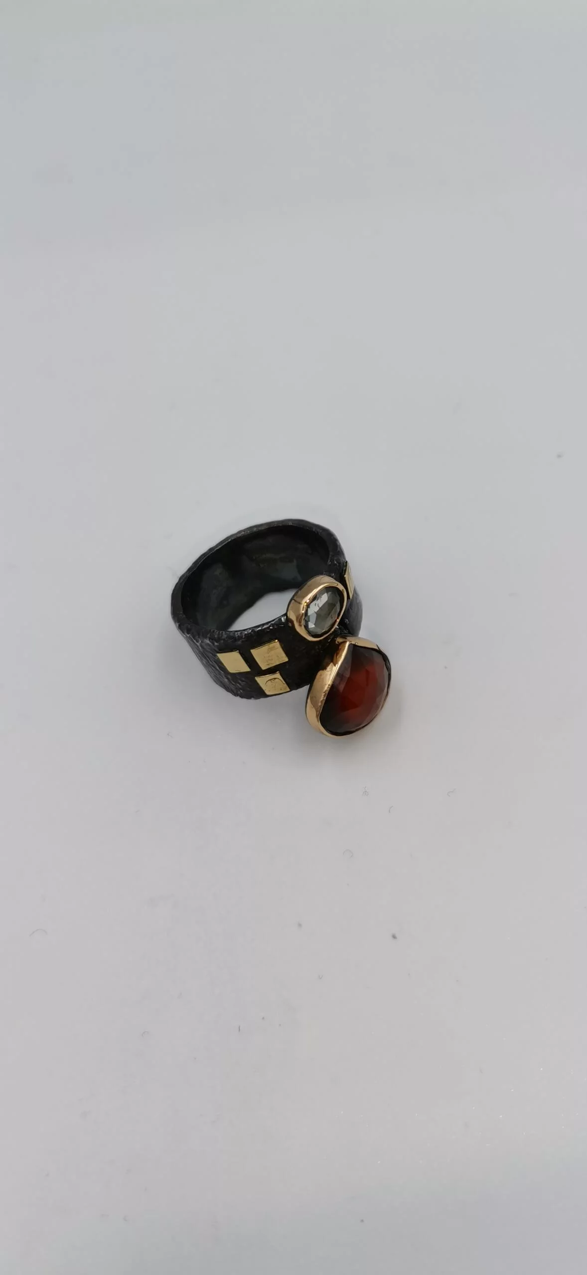 SG164 / Gold K18 and silver Hessonite garnet ring - Image 2