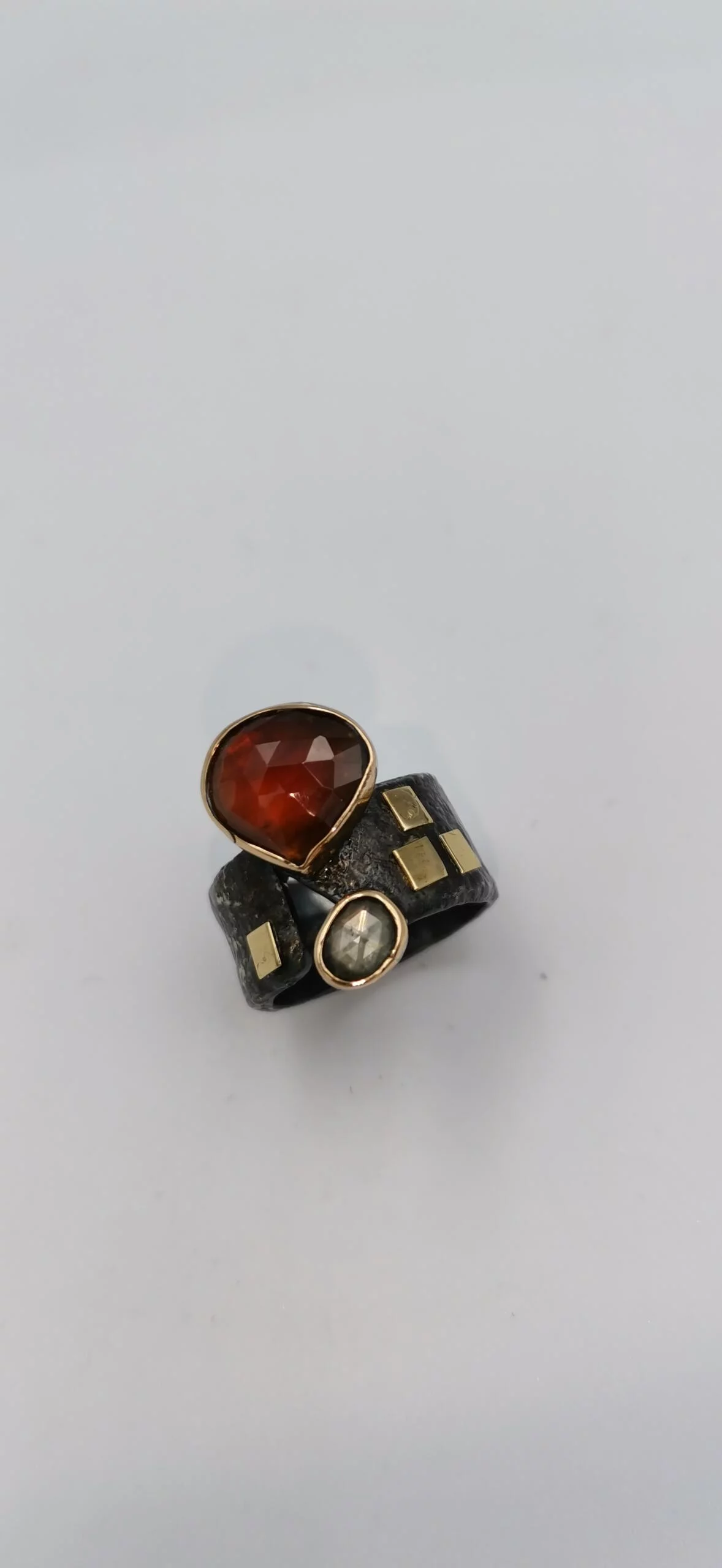 SG164 / Gold K18 and silver Hessonite garnet ring - Image 3