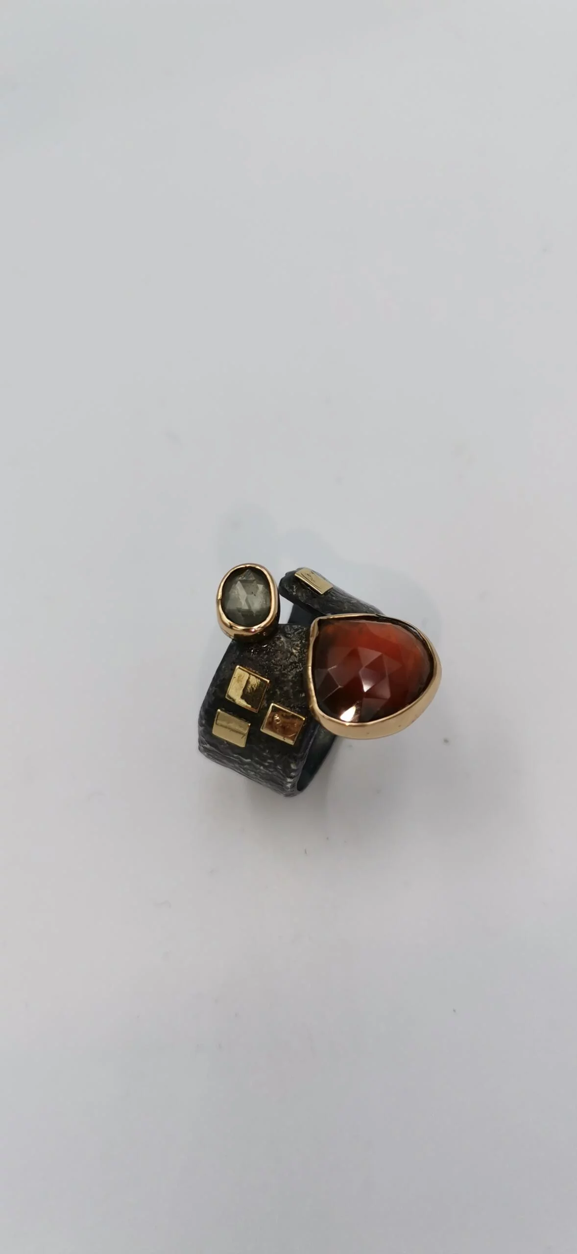 SG164 / Gold K18 and silver Hessonite garnet ring - Image 4