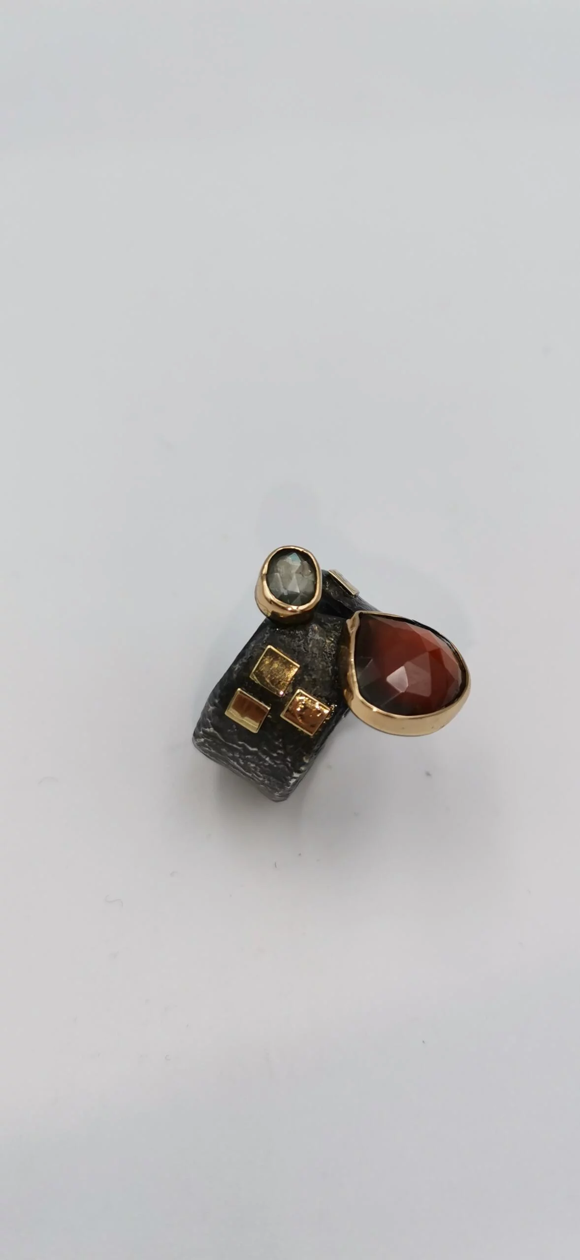 SG164 / Gold K18 and silver Hessonite garnet ring - Image 5