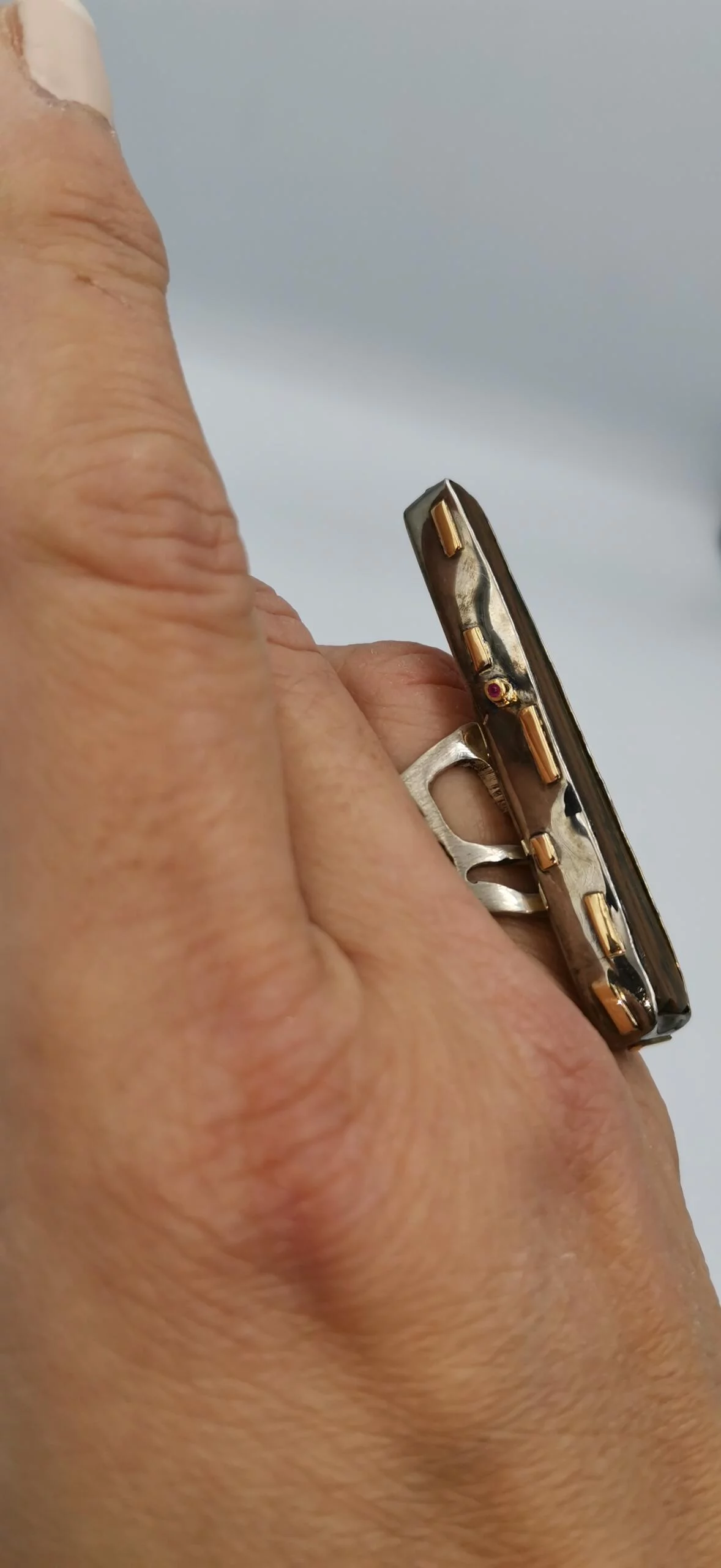 SG210 / Gold K18 and silver Tigers eye ring - Image 5