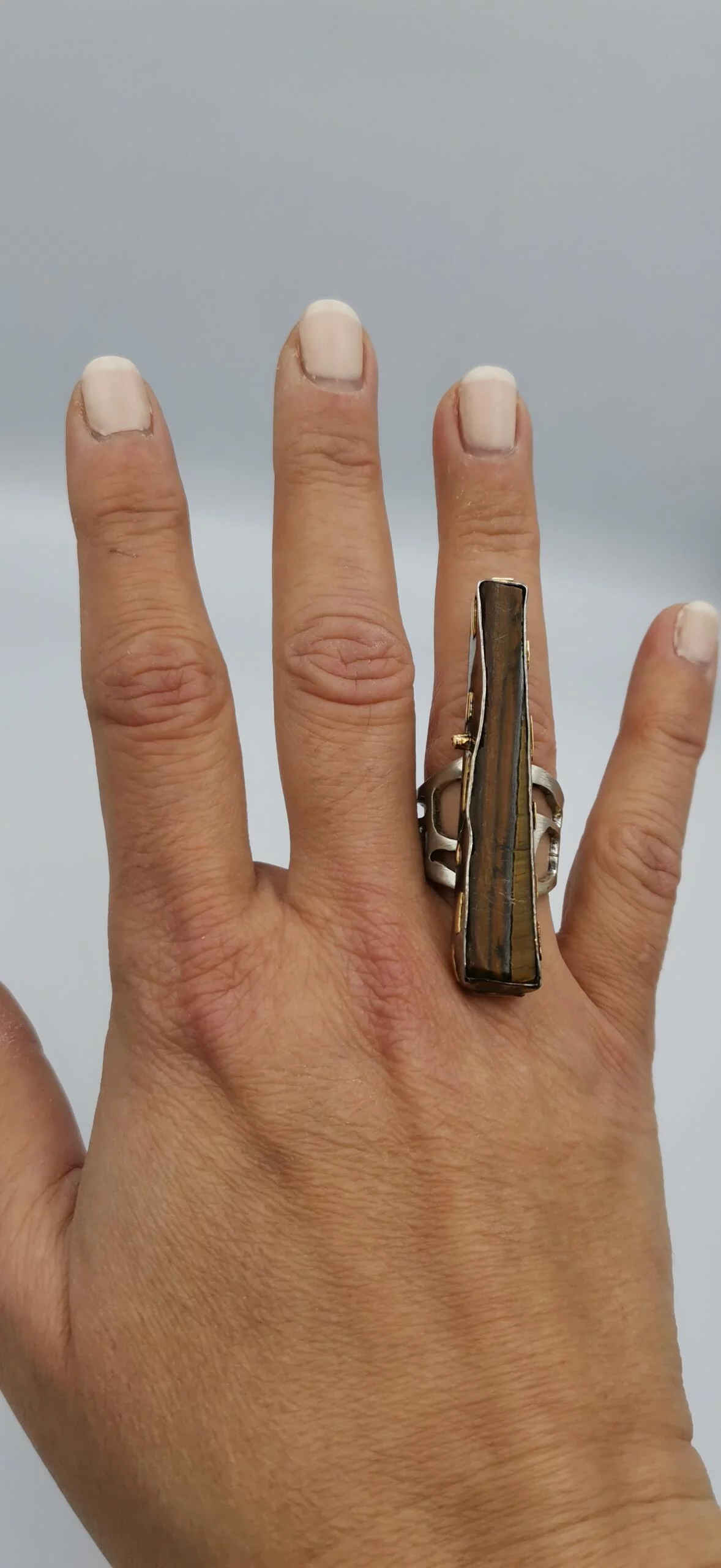 SG210 / Gold K18 and silver Tigers eye ring - Image 6