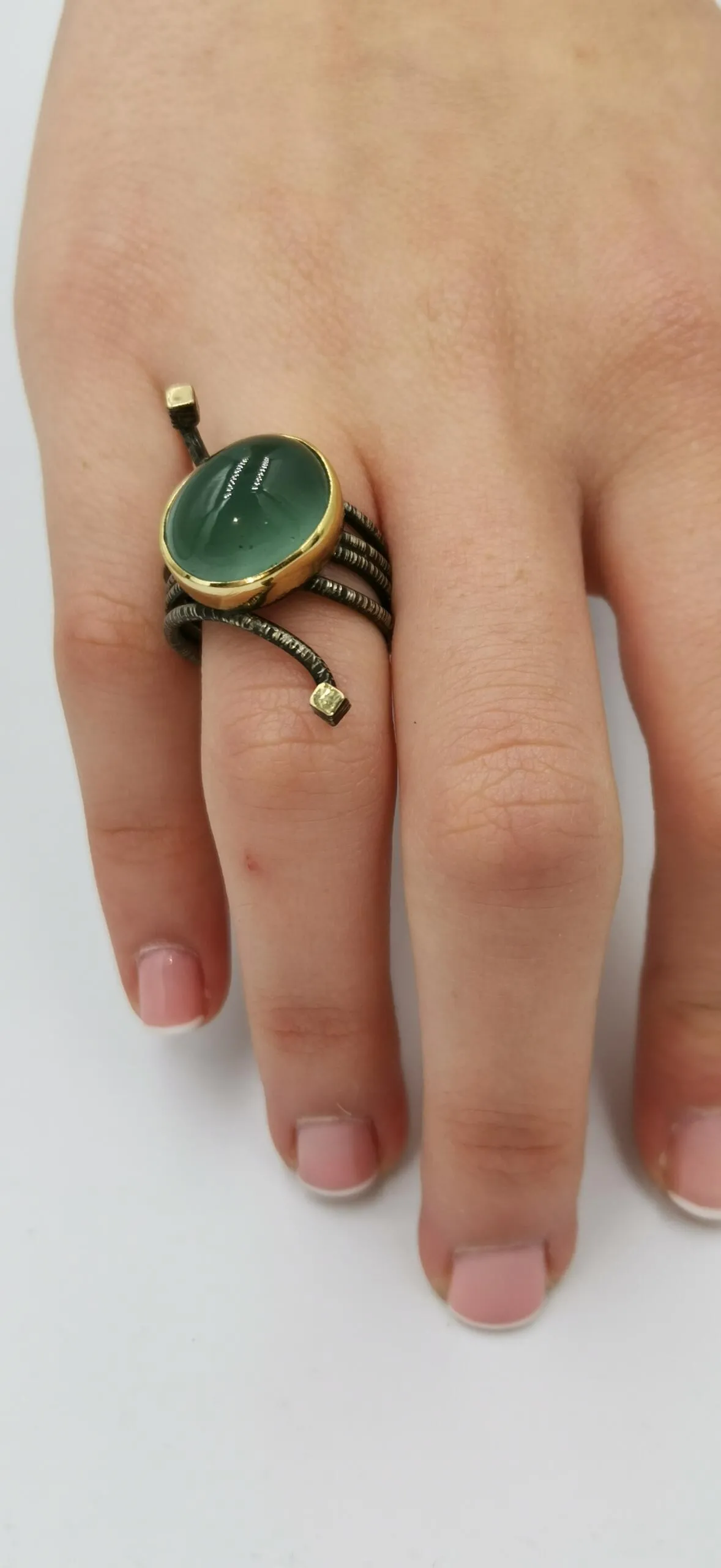 SG220 / Gold K18 and silver aqua marine ring - Image 8