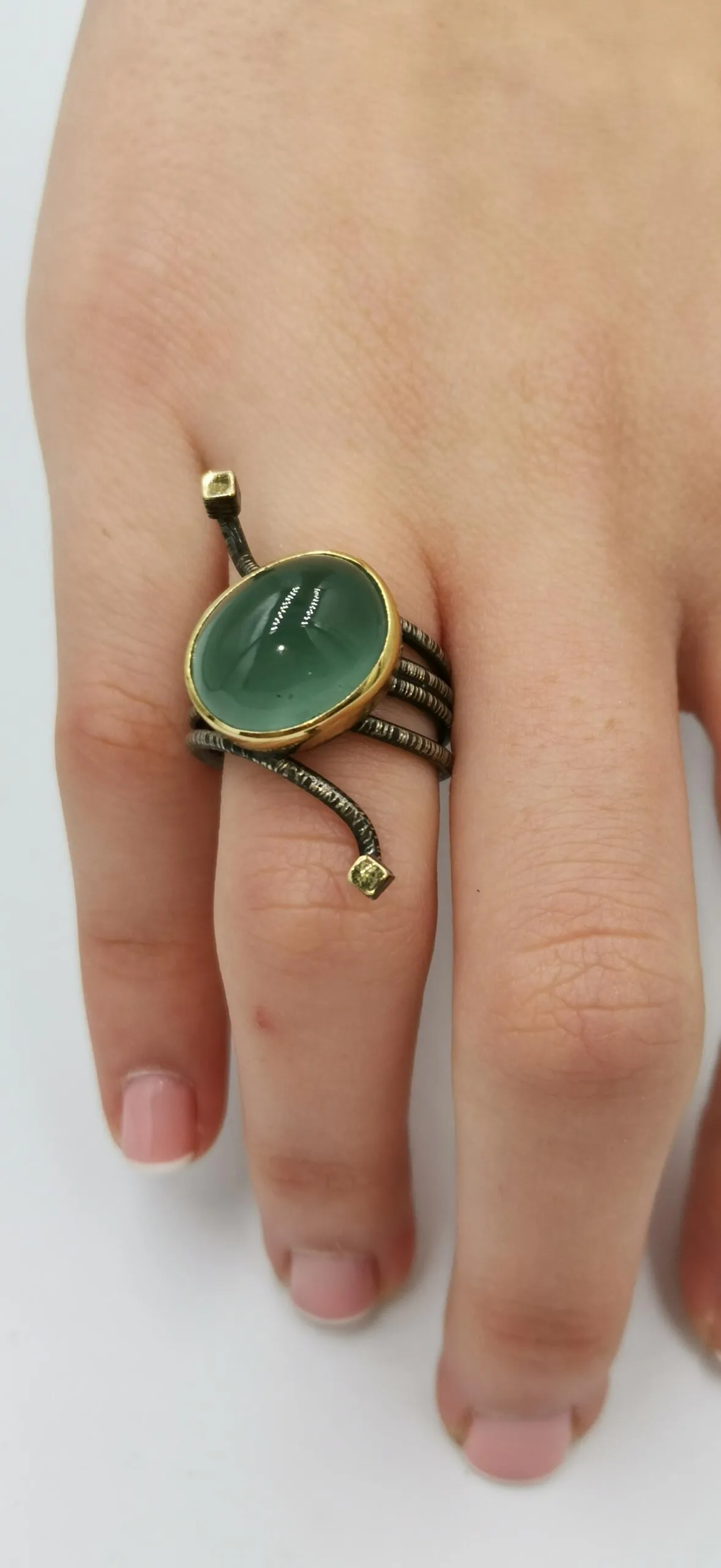 SG220 / Gold K18 and silver aqua marine ring - Image 1