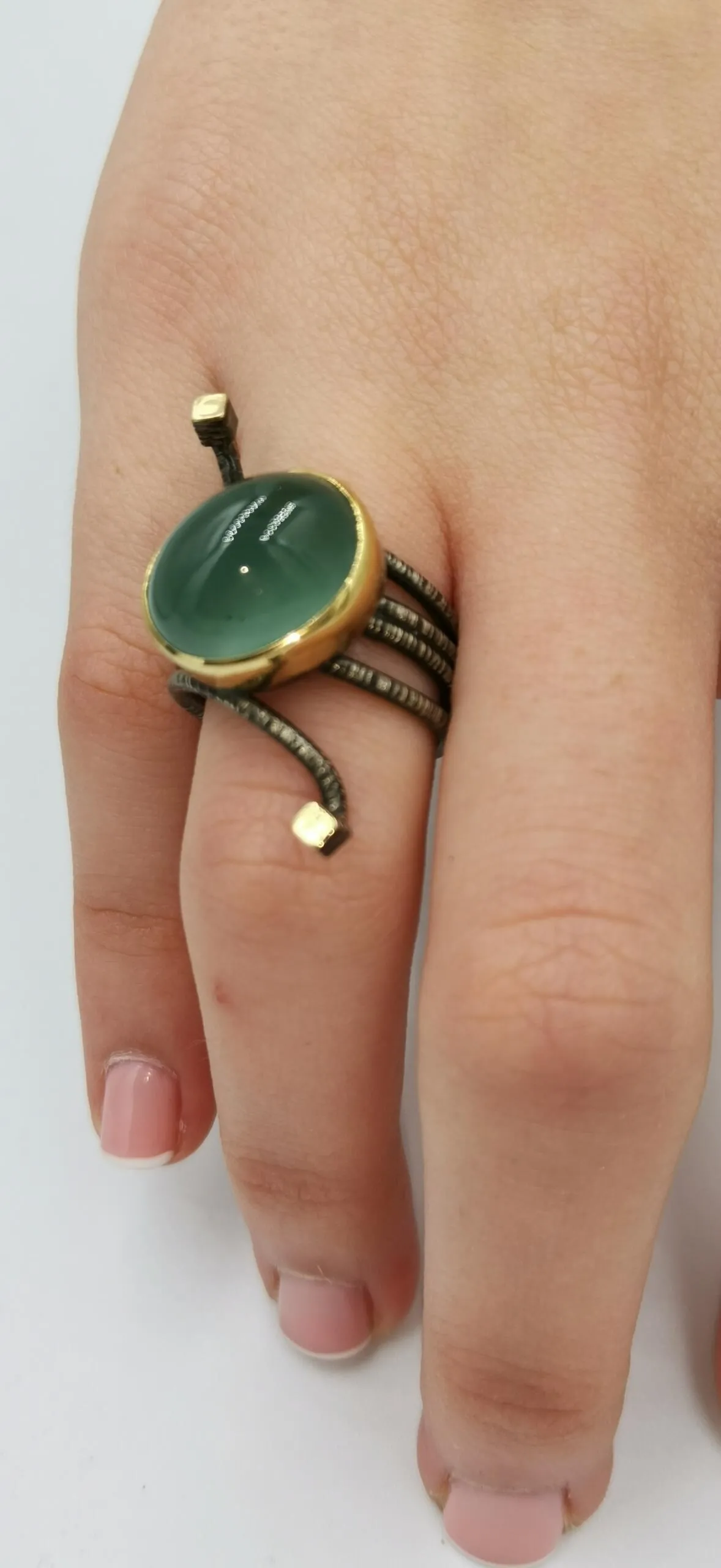 SG220 / Gold K18 and silver aqua marine ring - Image 7