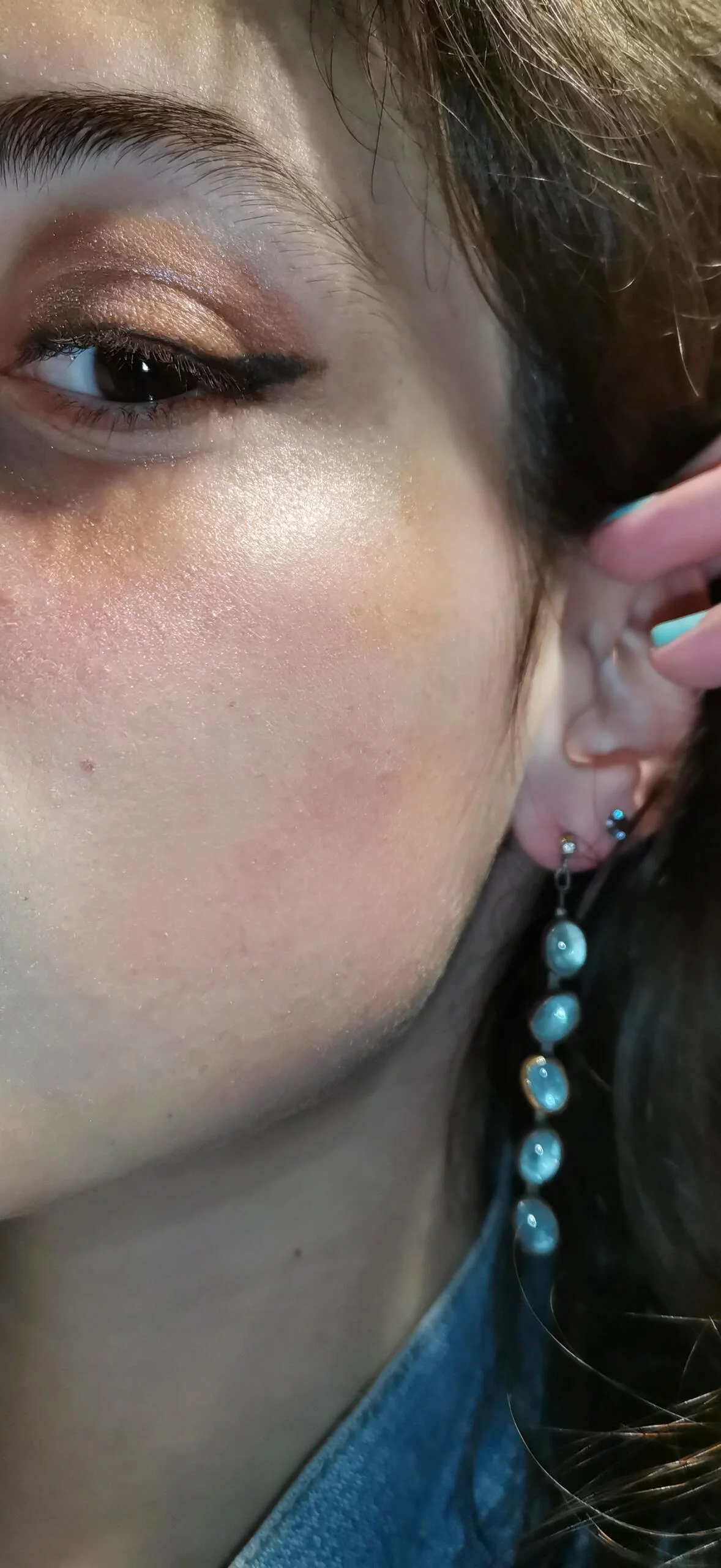 SG231 / Gold K18 and silver aqua marines , brilliants  earrings - Image 7