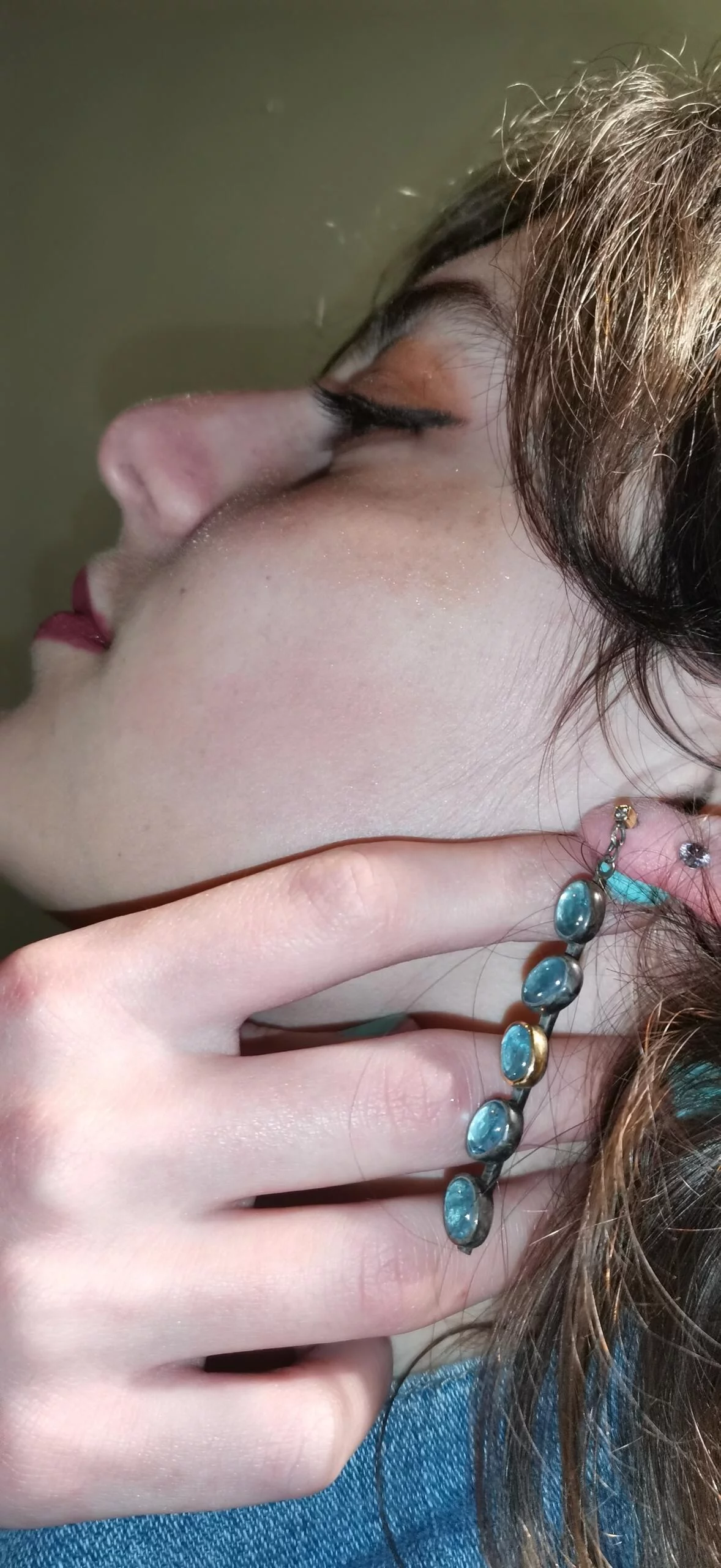SG231 / Gold K18 and silver aqua marines , brilliants  earrings - Image 1