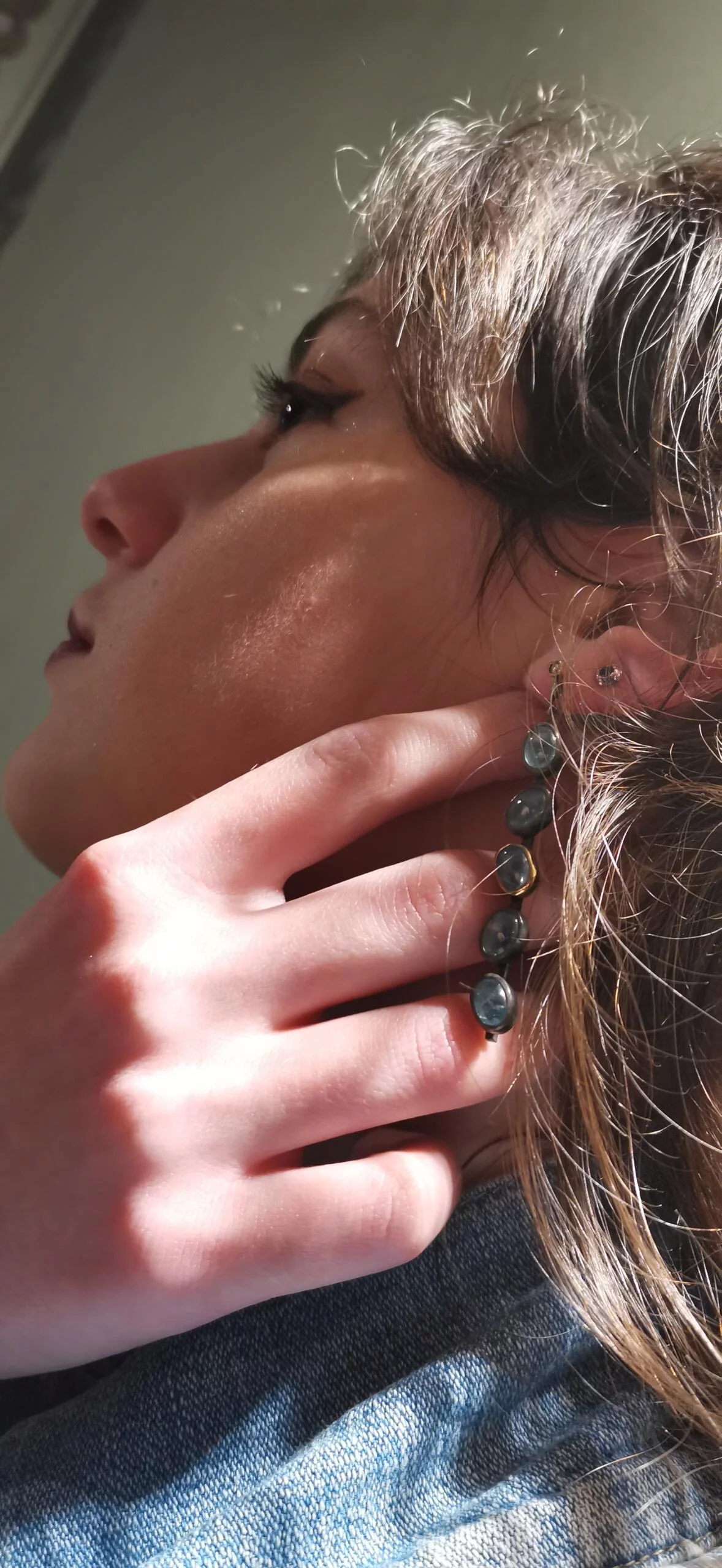 SG231 / Gold K18 and silver aqua marines , brilliants  earrings - Image 9