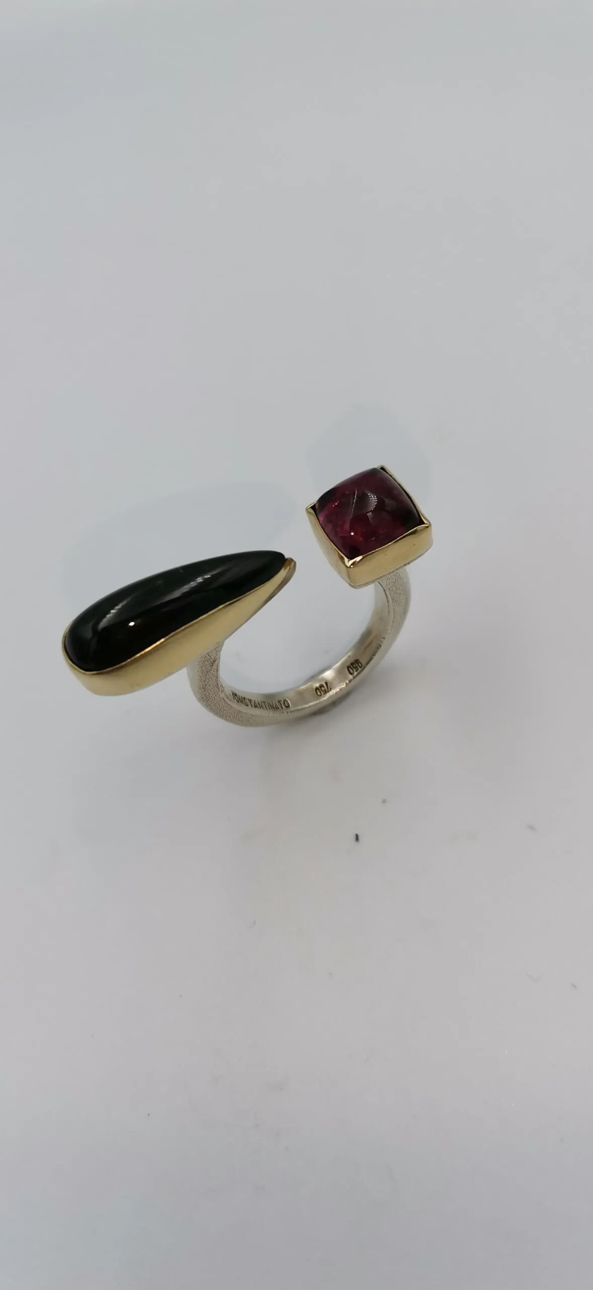SG006 / Gold K18 and silver tourmalines ring - Image 4