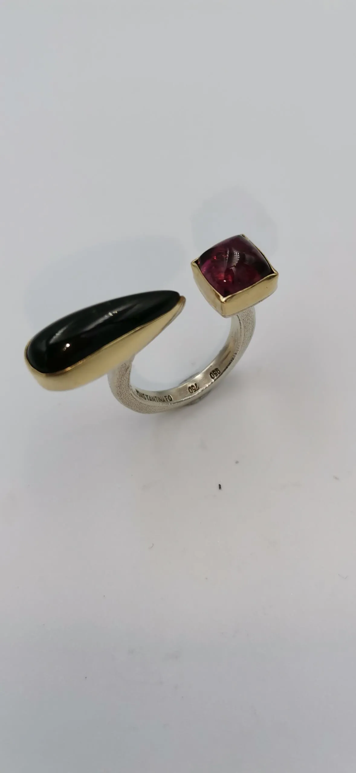 SG006 / Gold K18 and silver tourmalines ring - Image 6