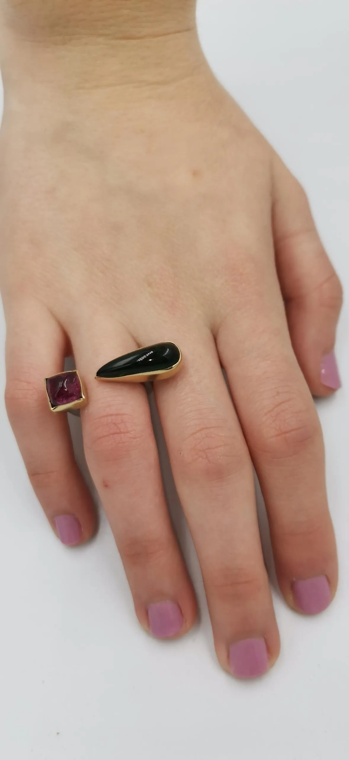 SG006 / Gold K18 and silver tourmalines ring - Image 5
