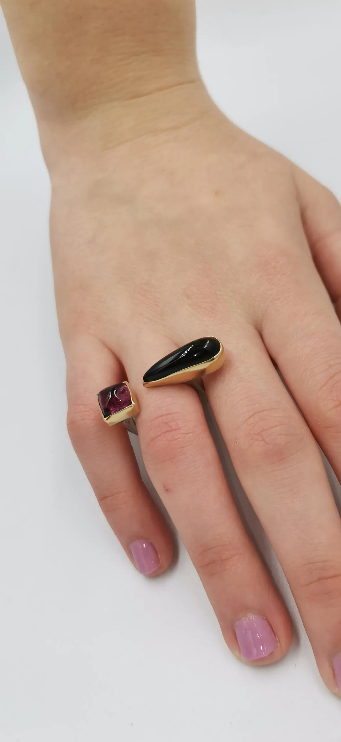 SG006 / Gold K18 and silver tourmalines ring - Image 2