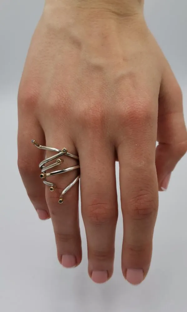 SG070 / Gold K18 and silver brilliant ring