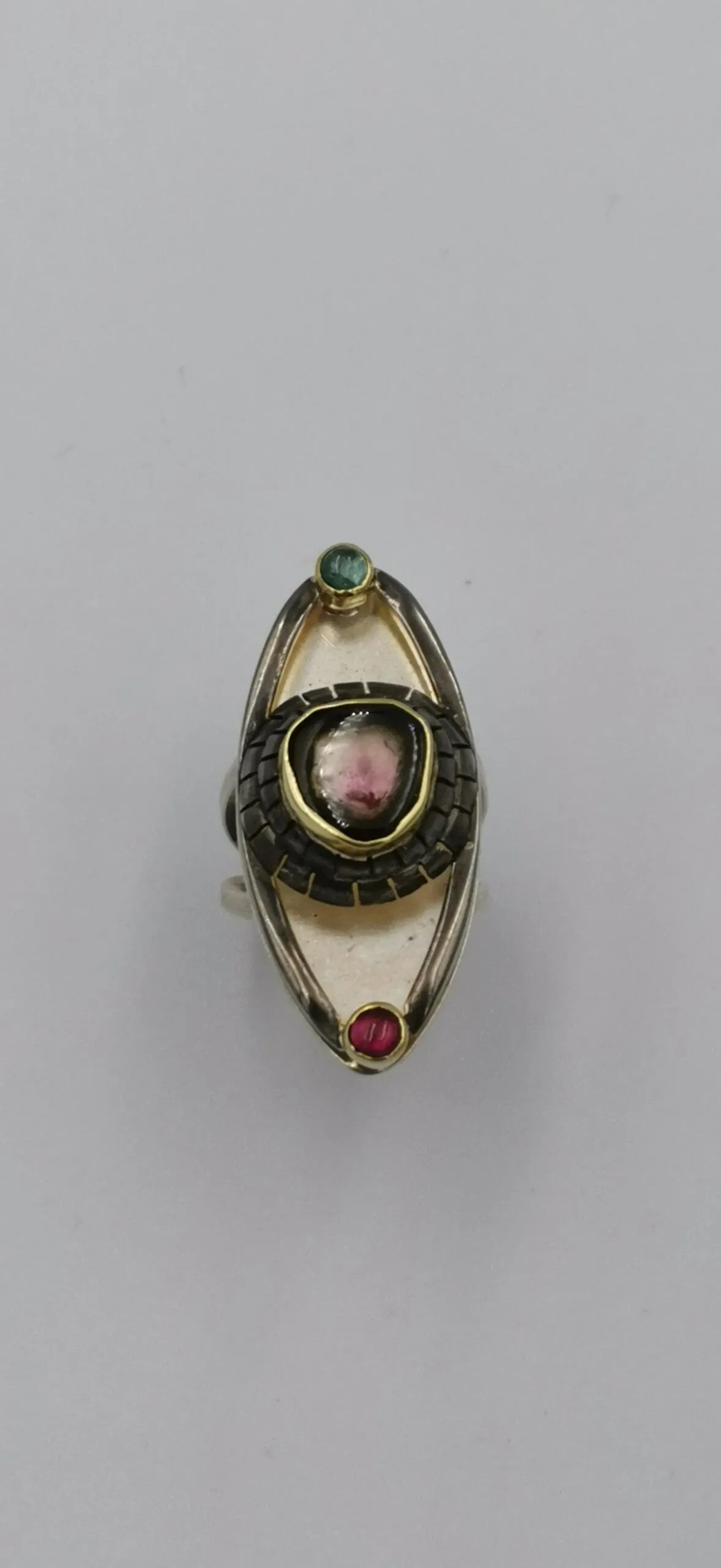 SG077 / Gold K18 and silver tourmaline ring - Image 4