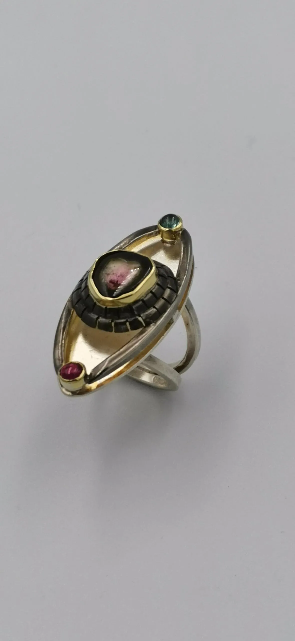 SG077 / Gold K18 and silver tourmaline ring - Image 2