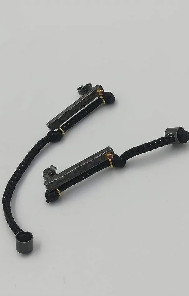 SG115 / Gold K18 and silver rubies earrings - Image 1