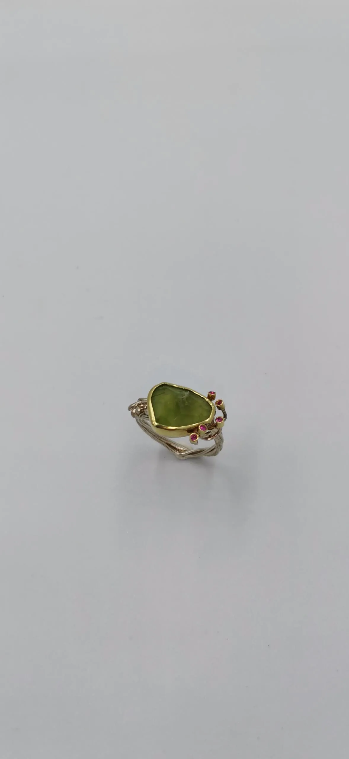 SG019 / Gold K18 and silver tourmaline , rubies ring - Image 4