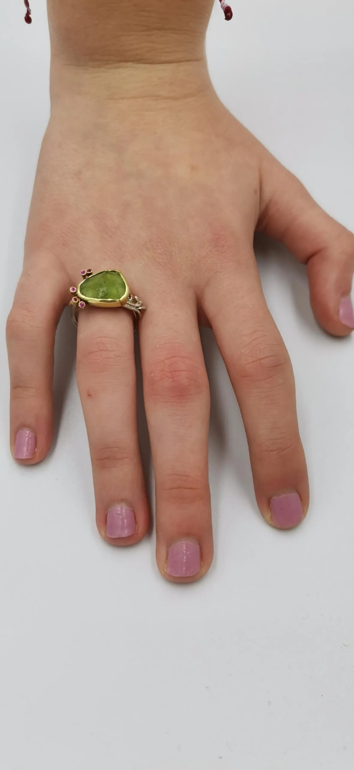 SG019 / Gold K18 and silver tourmaline , rubies ring - Image 3