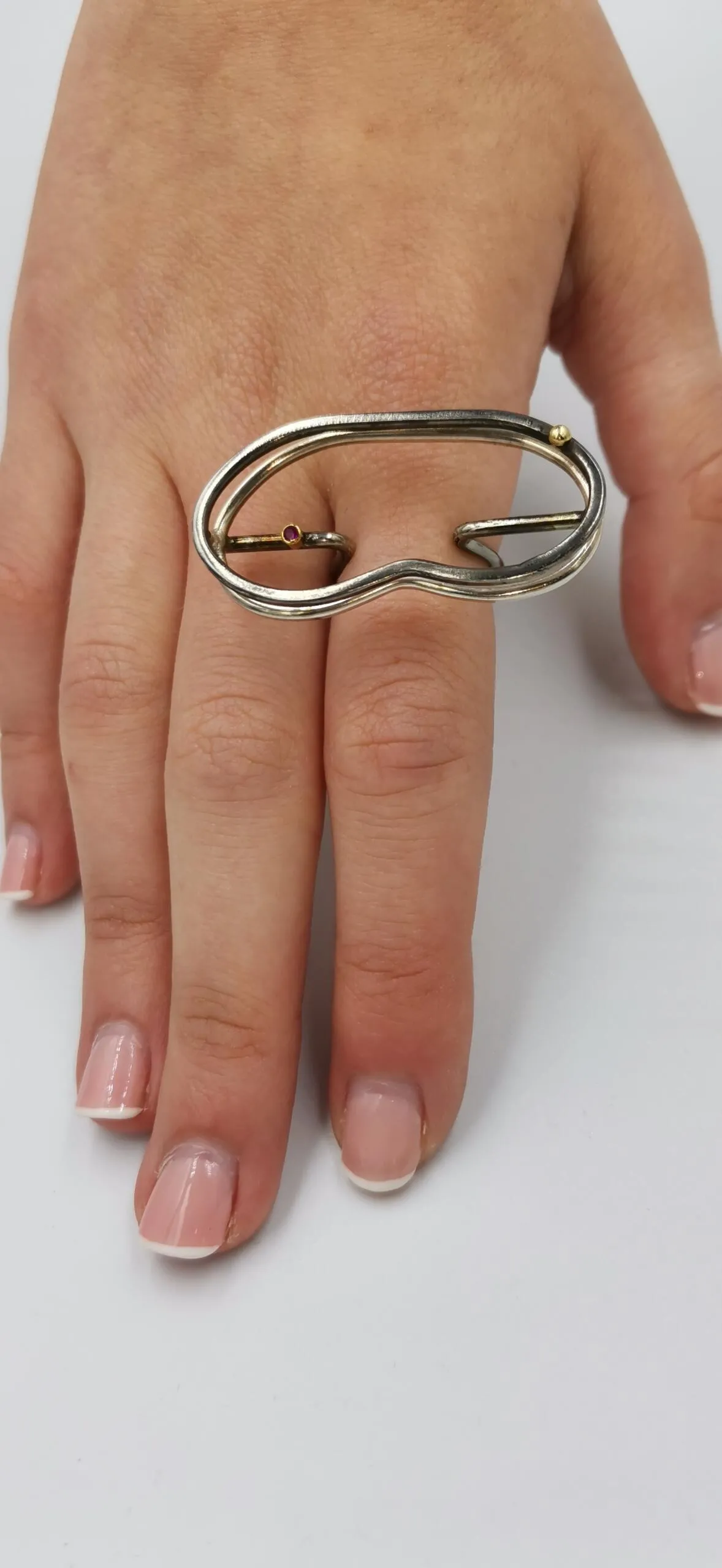 SG073 / Gold K18 and silver ruby ring - Image 1