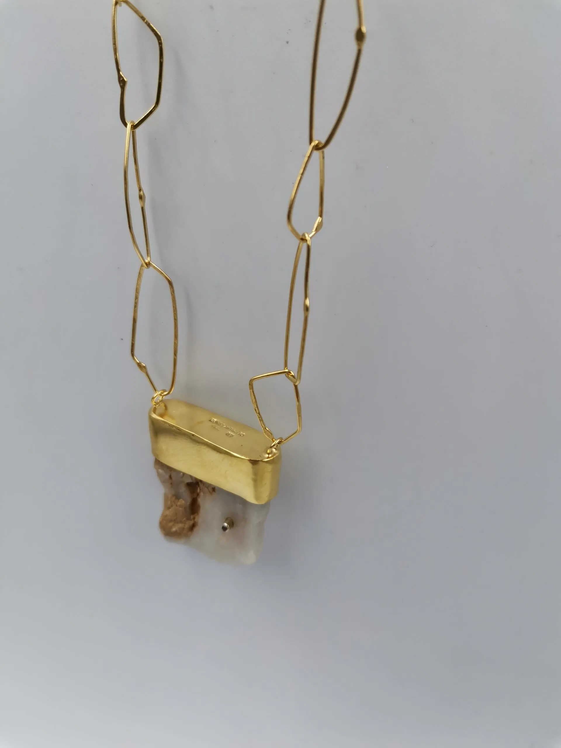 S607 / Silver pubble and ruby necklace - Image 1