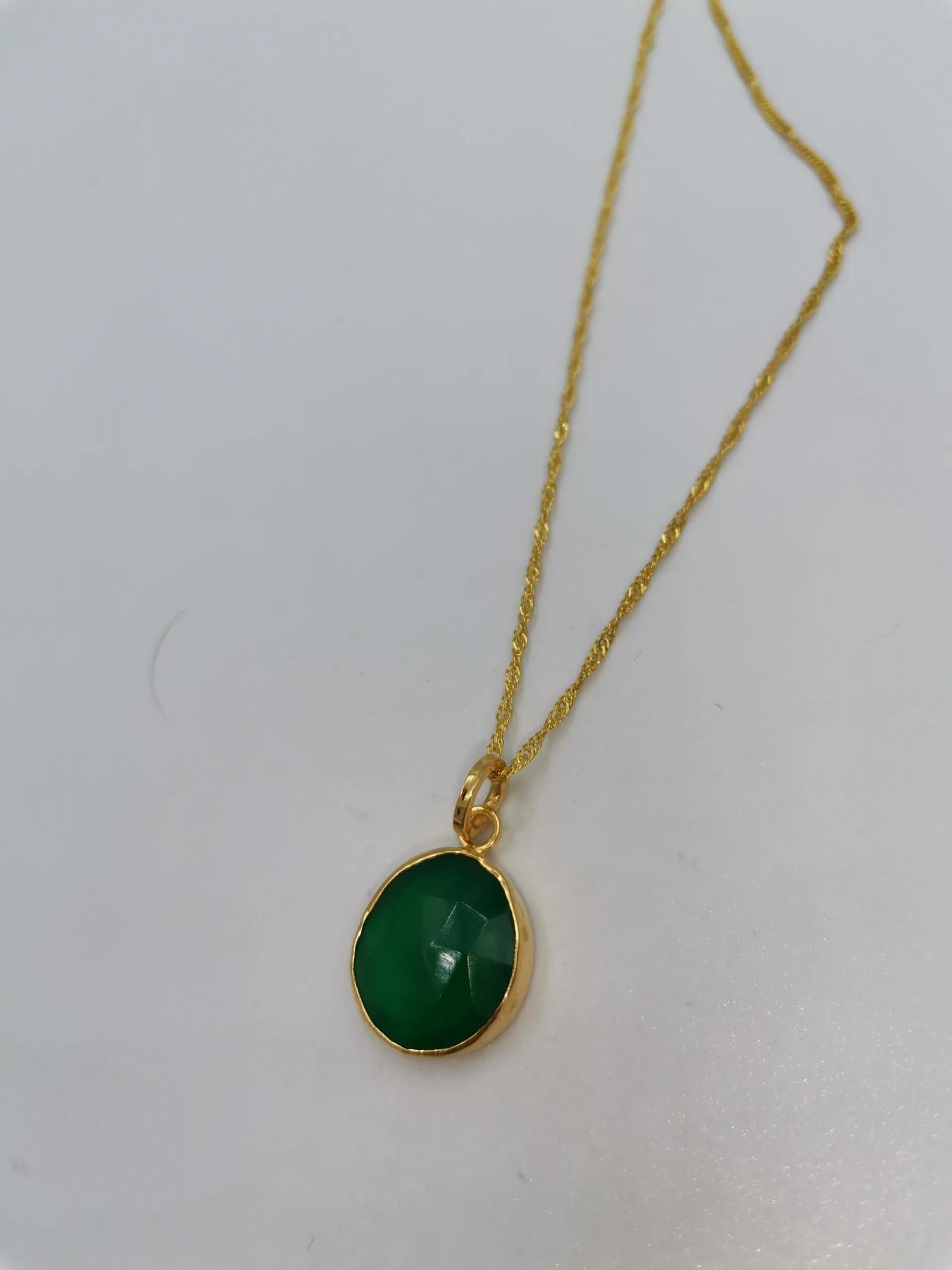 S615 / Silver green agate pendant - Image 1