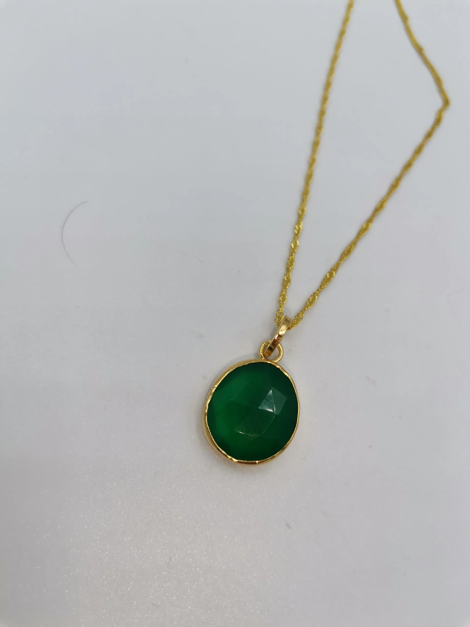 S615 / Silver green agate pendant - Image 2