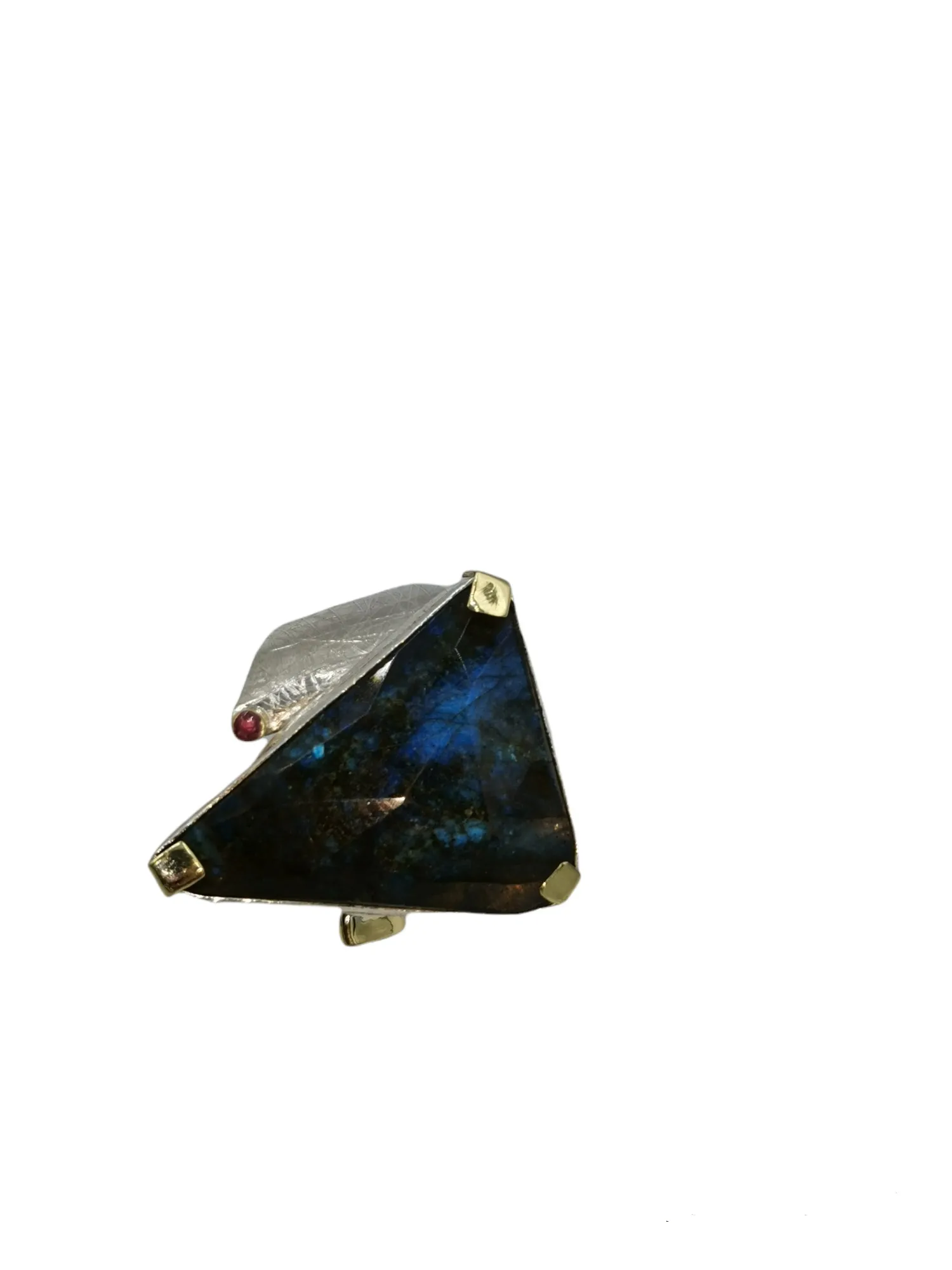 SG296 / Gold K18 and silver labradorite , ruby ring - Image 4