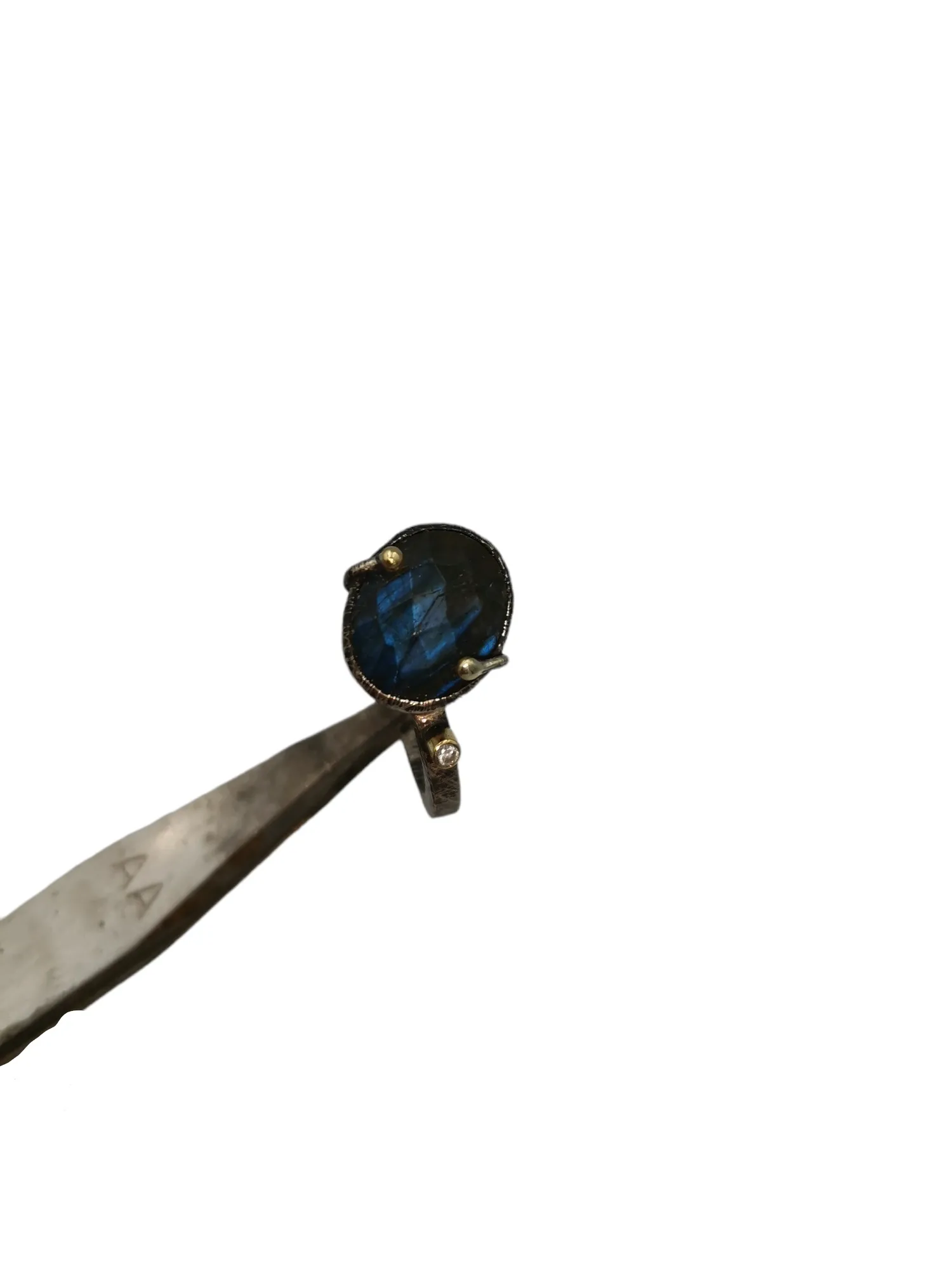 SG306 / Gold K18 and silver labradorite ,brilliant ring - Image 3