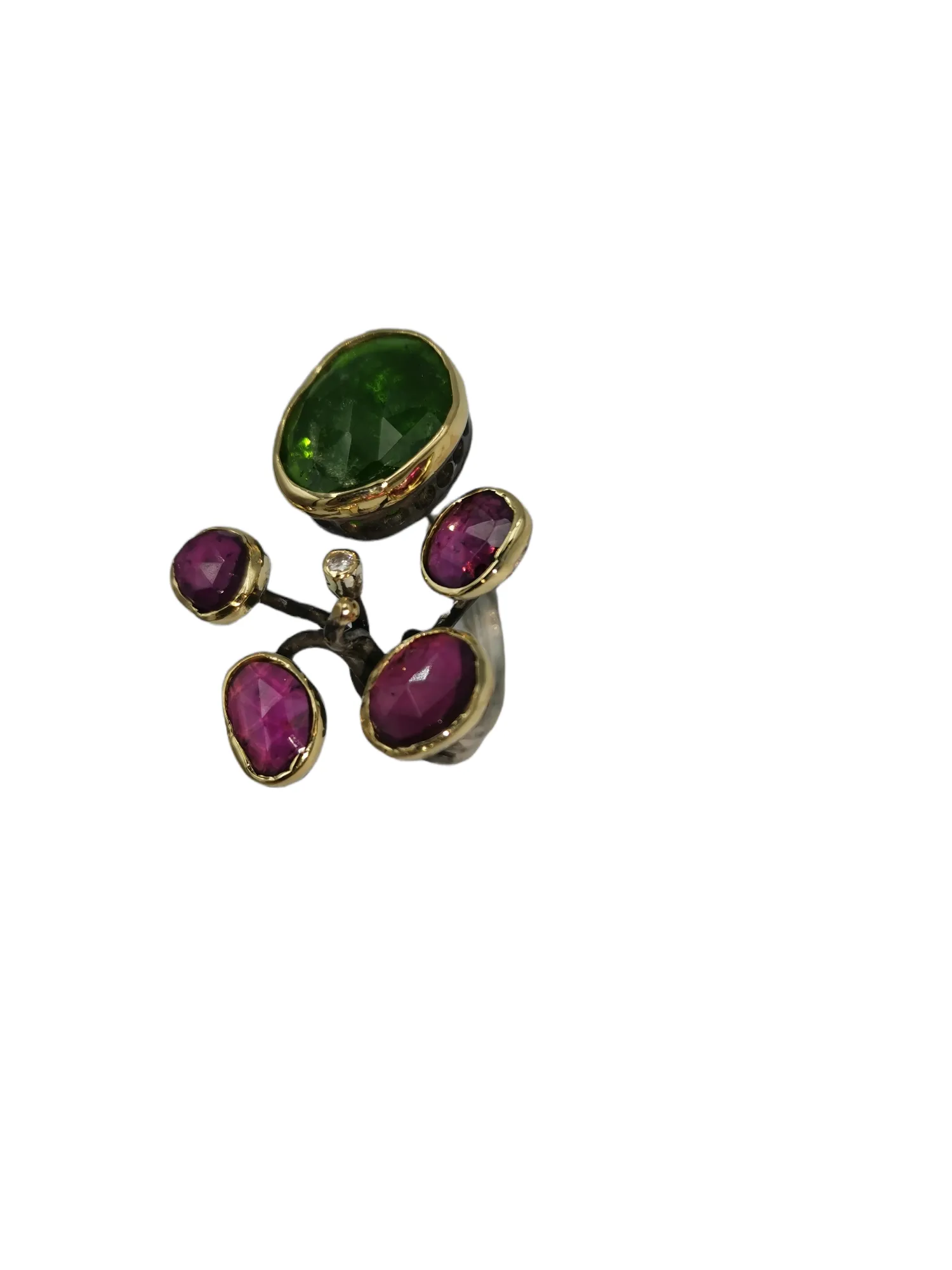 SG307 / Gold K18 and silver tourmaline , brilliant ring - Image 2