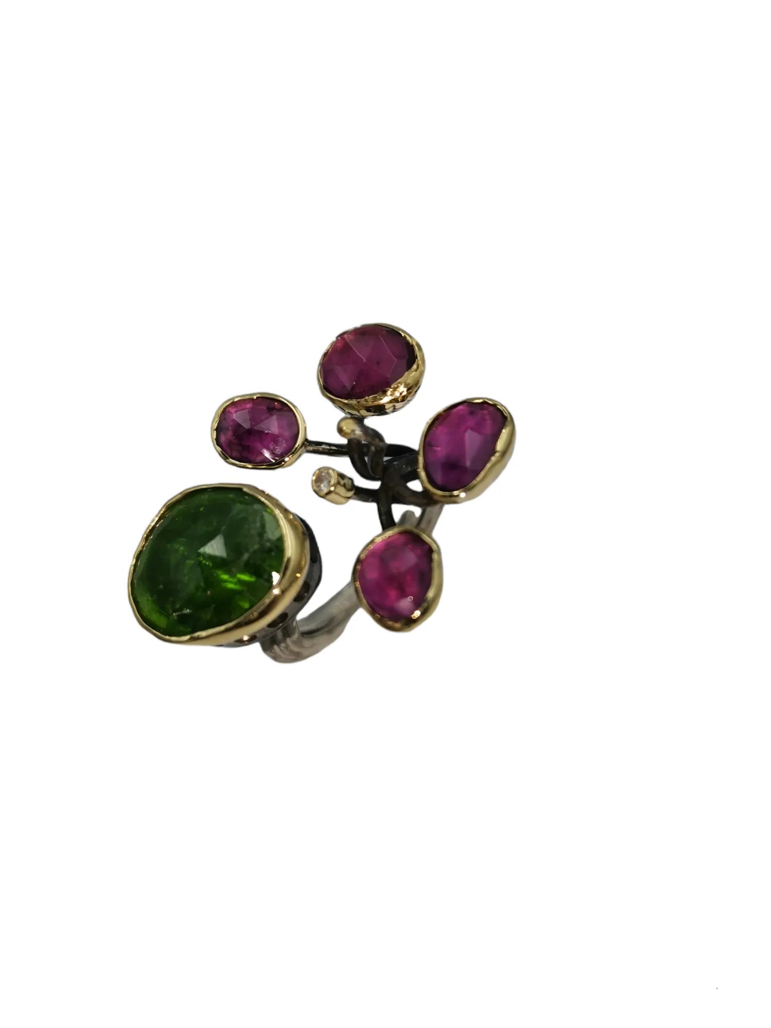 SG307 / Gold K18 and silver tourmaline , brilliant ring - Image 3