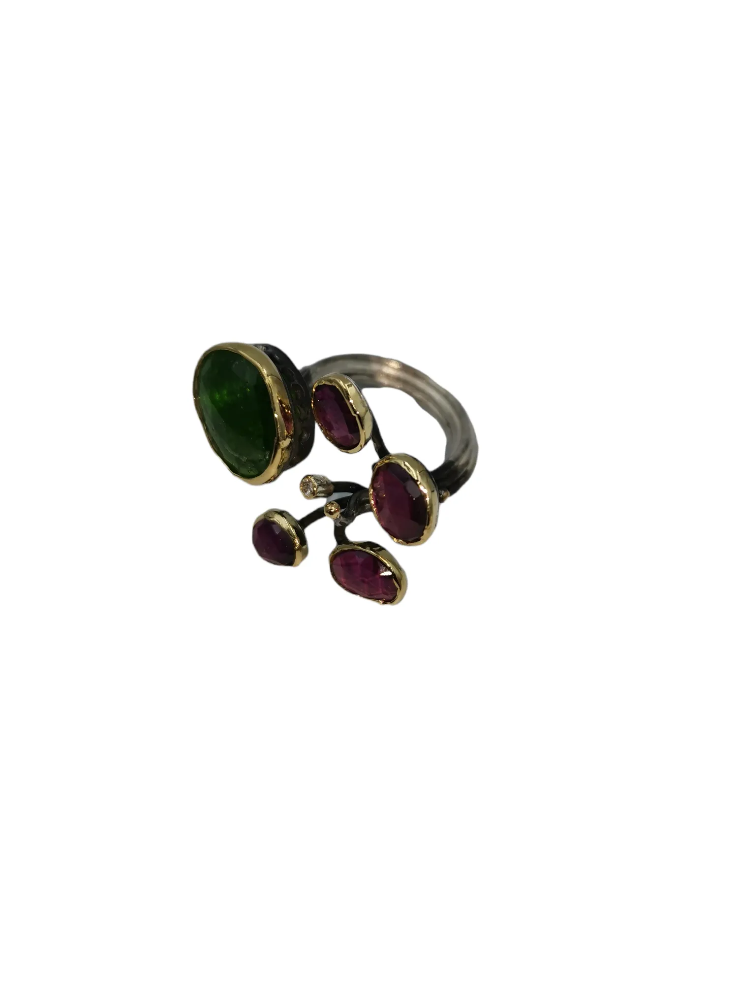 SG307 / Gold K18 and silver tourmaline , brilliant ring - Image 5