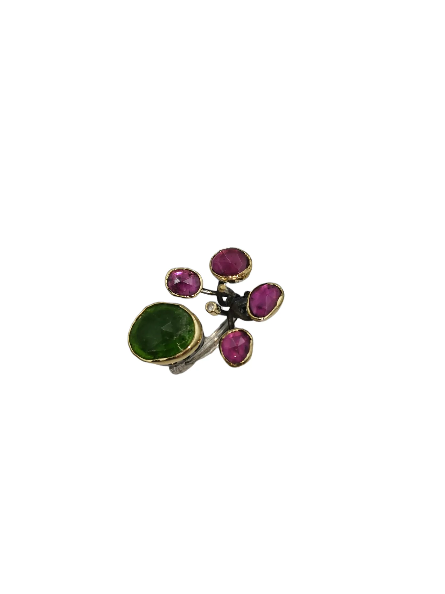SG307 / Gold K18 and silver tourmaline , brilliant ring - Image 6